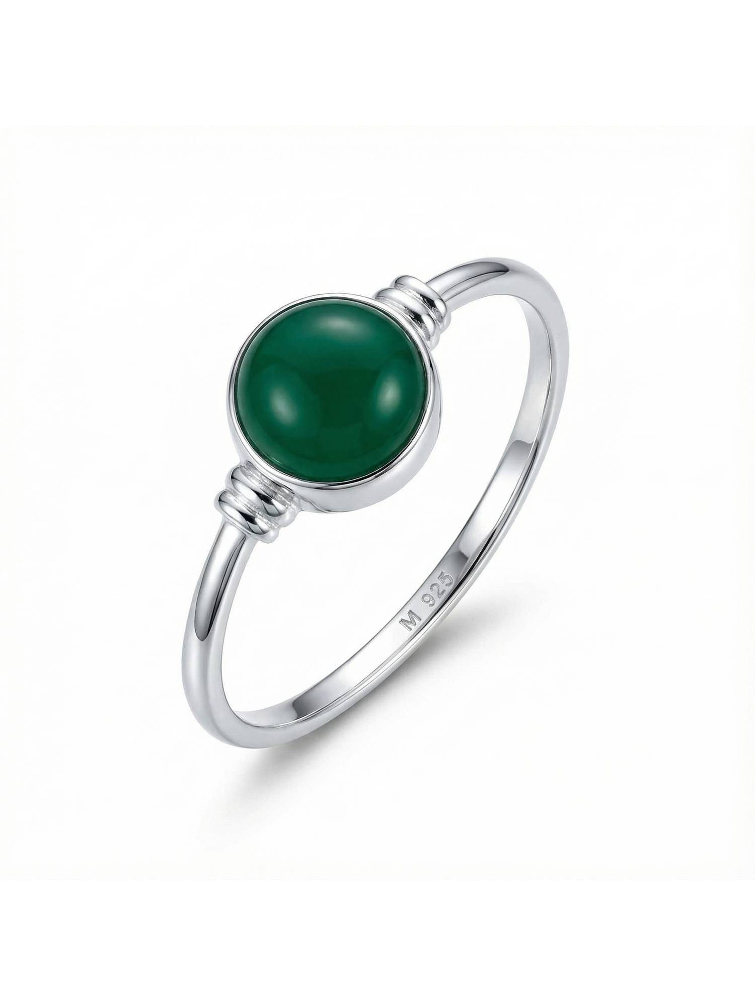 mantraroma Silberring TOLU aus 925 Silber mit grünen Onyx (Ring mit Schmuckbeutel), Damenring aus 925er Silber