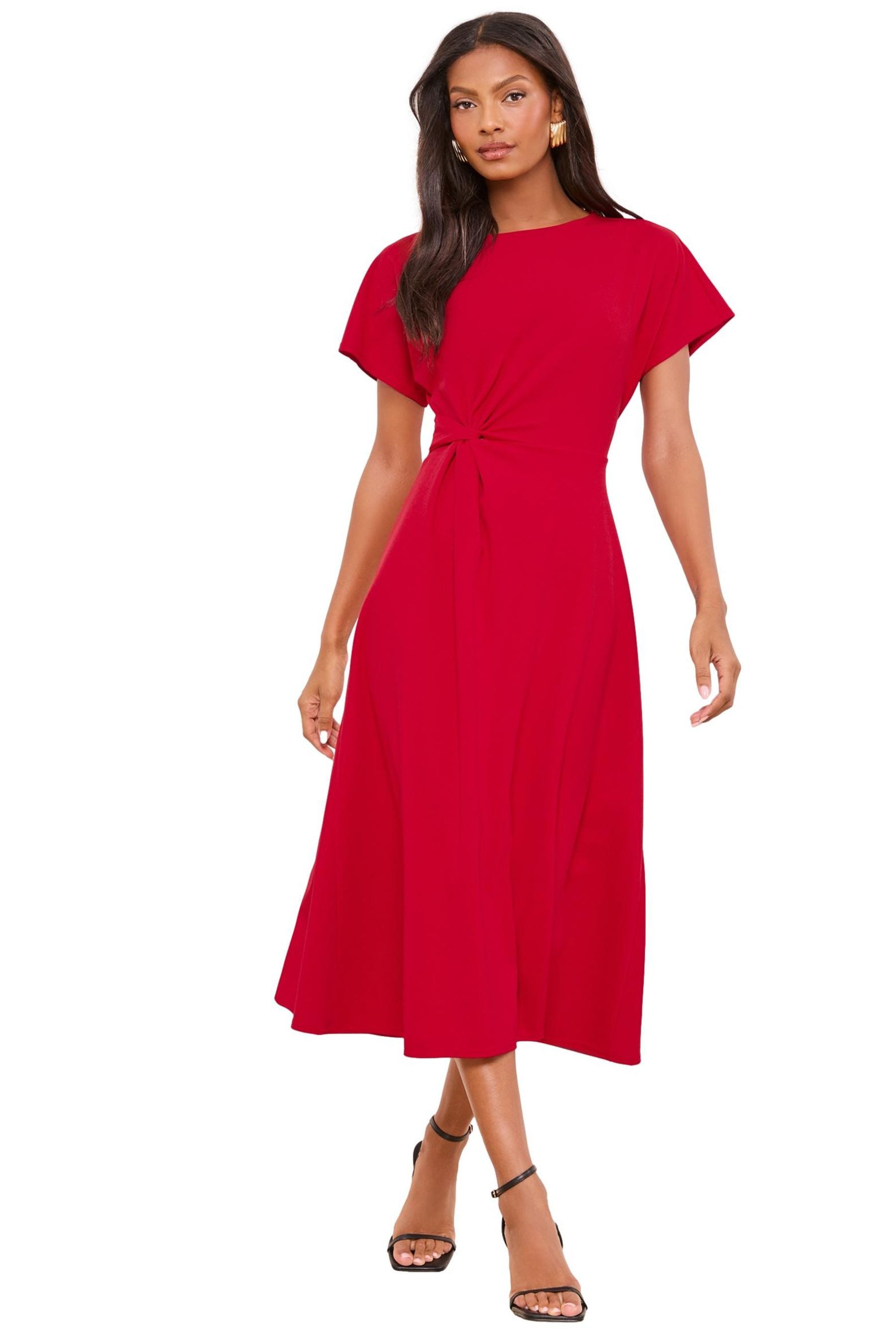 LIPSY Midikleid Lipsy Midikleid mit seitlichem Knoten, Regular (1-tlg)