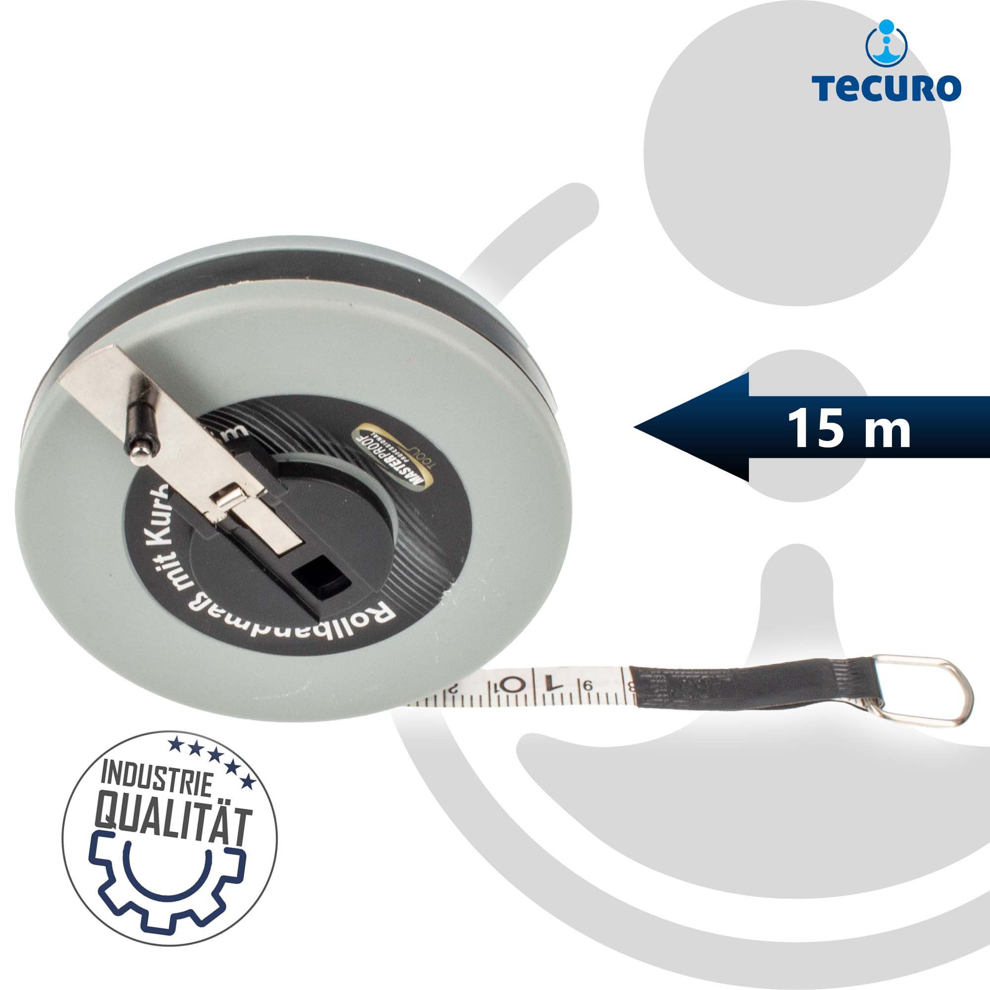 EUROTOOLS Rollbandmaß Rollbandmaß 15 m, Kunststoffgehäuse mit Kurbel