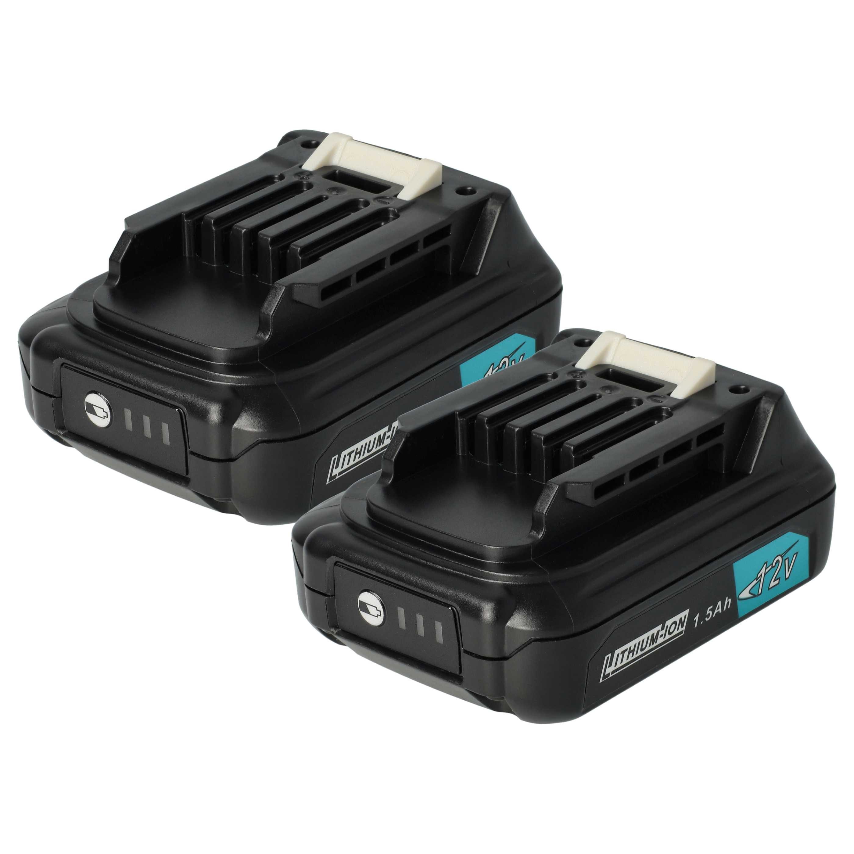 vhbw Akku Ersatz für Makita BL1021, BL1021B, BL1016, BL1020, BL1020B, Akku Akku Li-Ion 1500 mAh (12 V, 2 St), Leistungsfähige Austausch-Akkus für Werkzeug Powertools wie