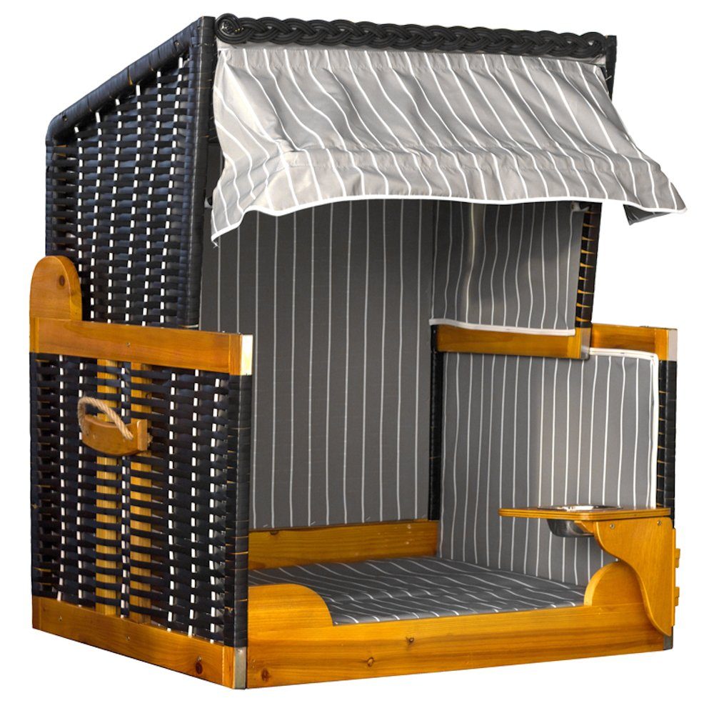 Natur24 Strandkorb Strandkorb Hundestrandkorb PE Wacholder Anthracite 80x65x95 cm, BxTxH: 80x65x95 cm, 71196400
