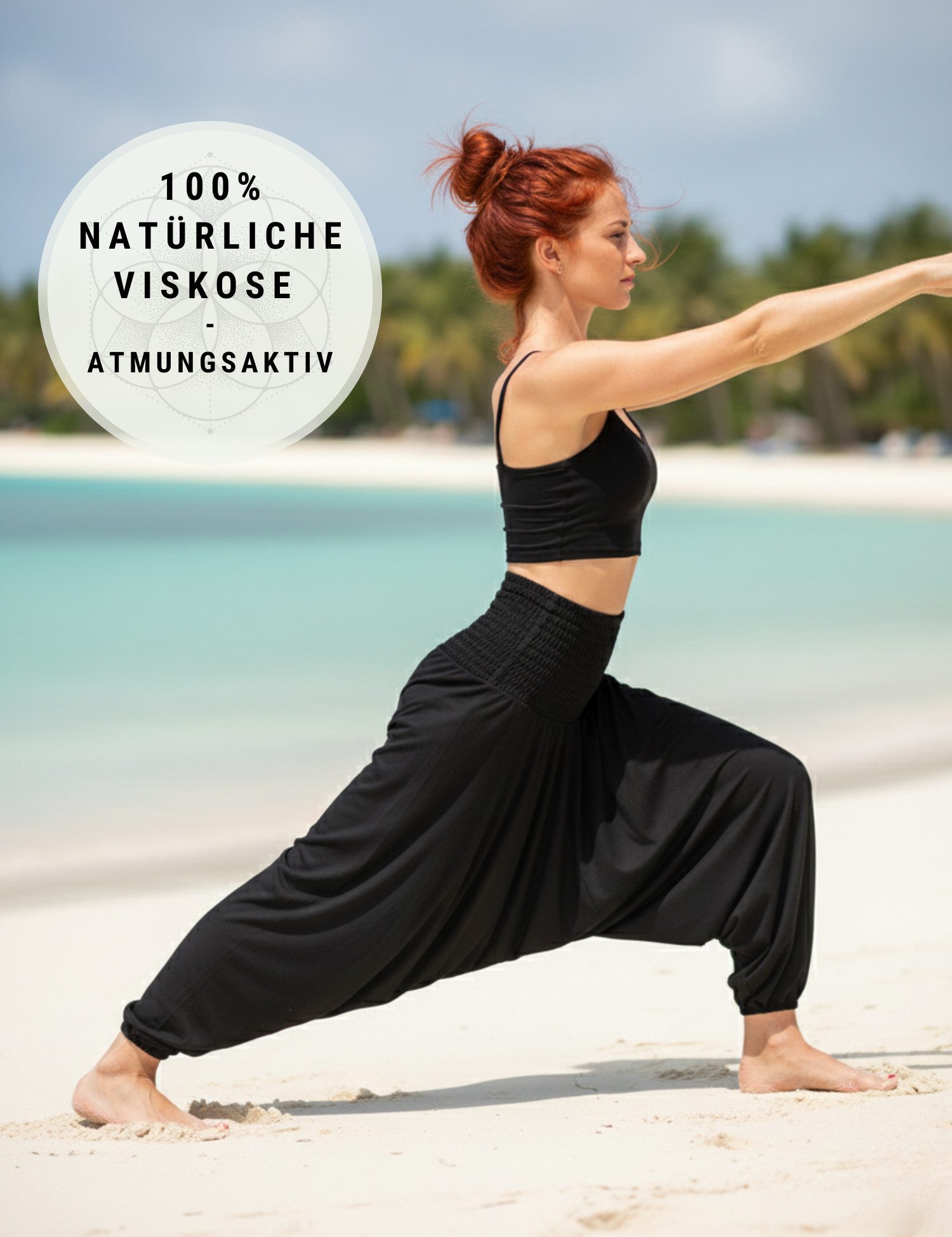 PANASIAM Haremshose Aladinhose einfarbig Haremshose aus 100% natürlicher Viskose Pumphose für Damen bequeme Freizeithose Pluderhose