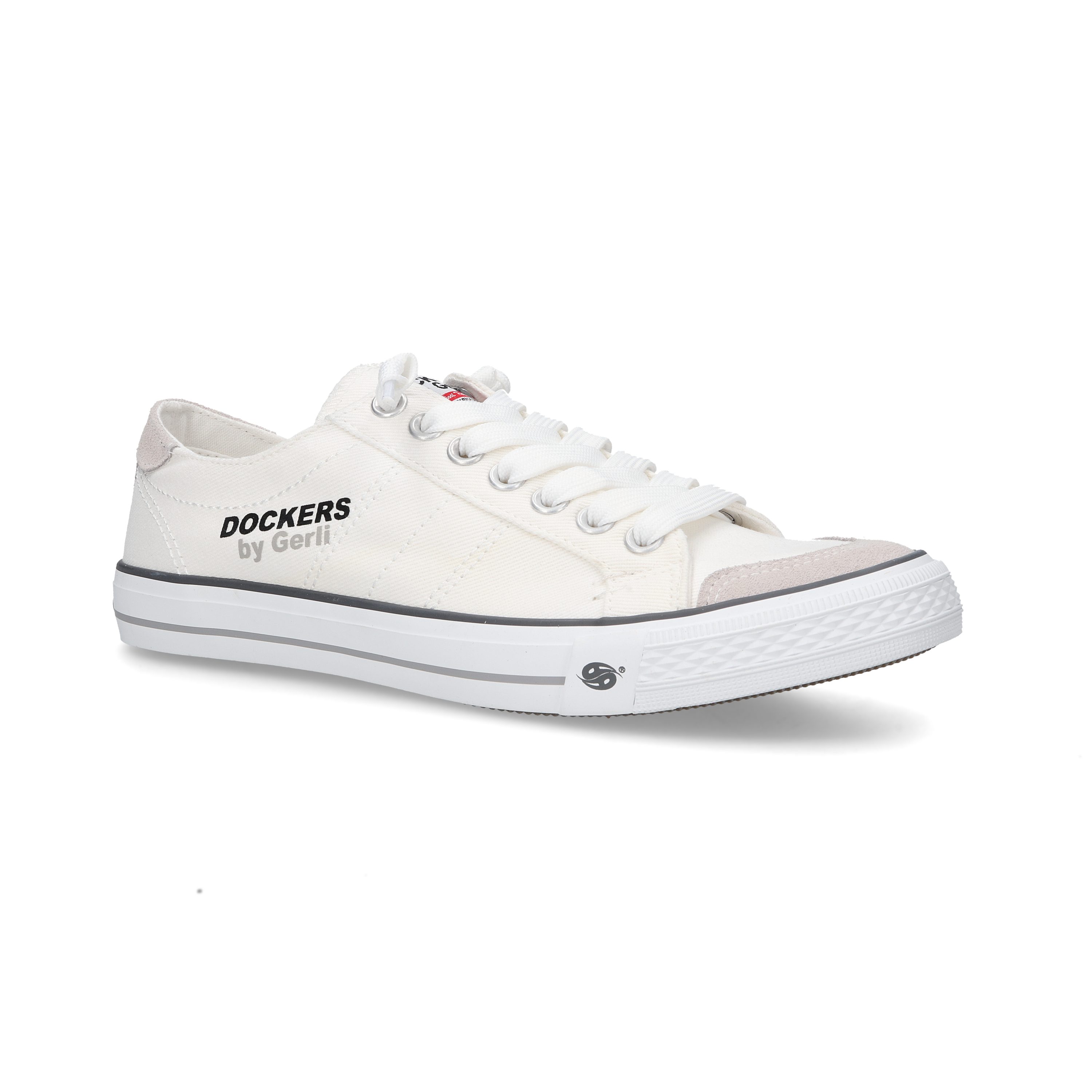 Dockers by Gerli Slip-On Sneaker, Freizeitschuh, Retro Sneaker, Fake Schnürung, in cooler Jeansoptik