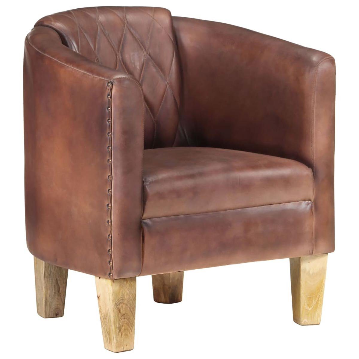 DOTMALL Stuhl Tub Chair Distressed Brown Echtleder mit stilvollem Design