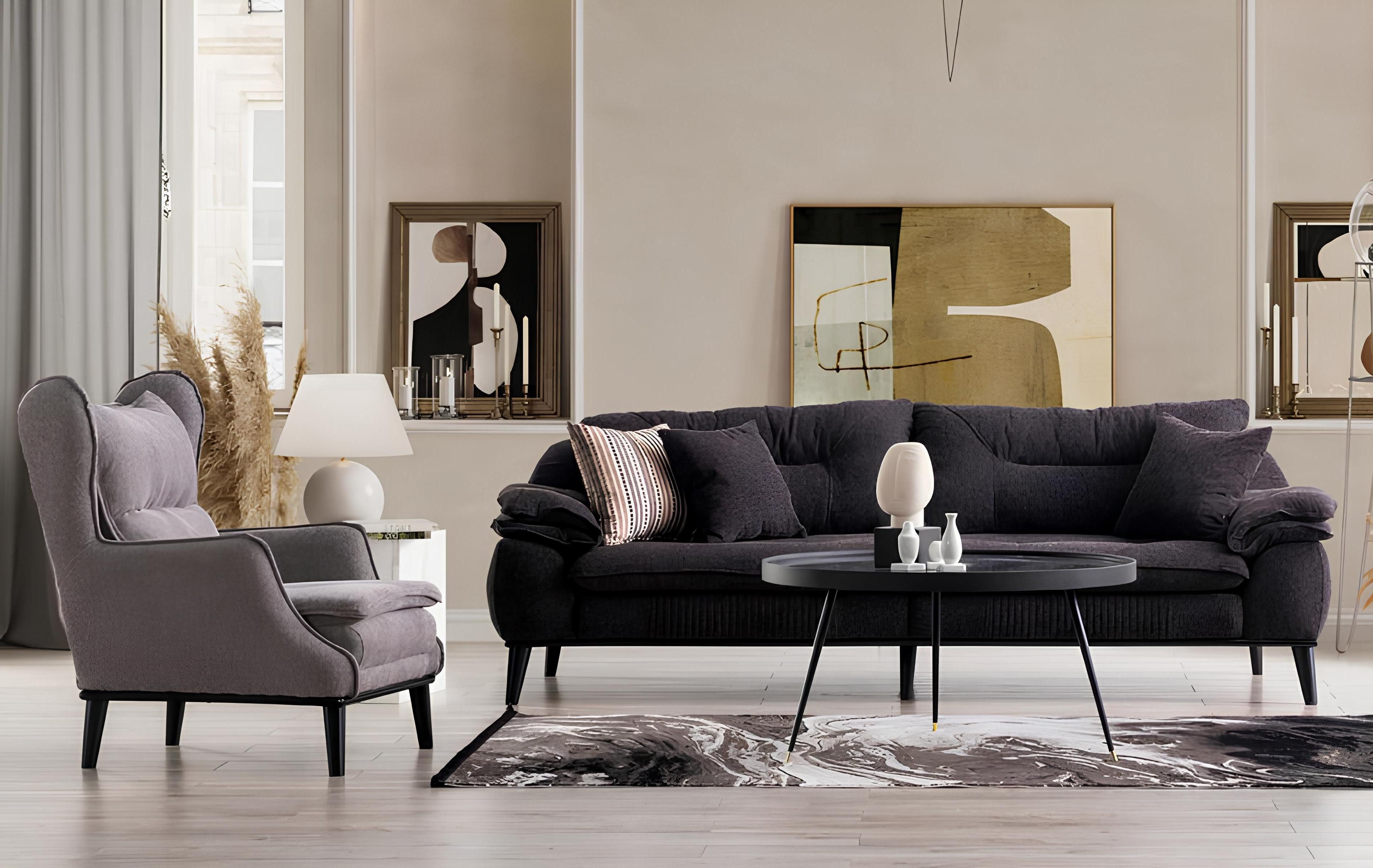 Xlmoebel Polstergarnitur Wohnzimmermöbel Set mit grauer Polstercouch und 3+1 Sitzplätzen, (Sofagarnitur 3+1 Sitzer), Hergestellt in Europa