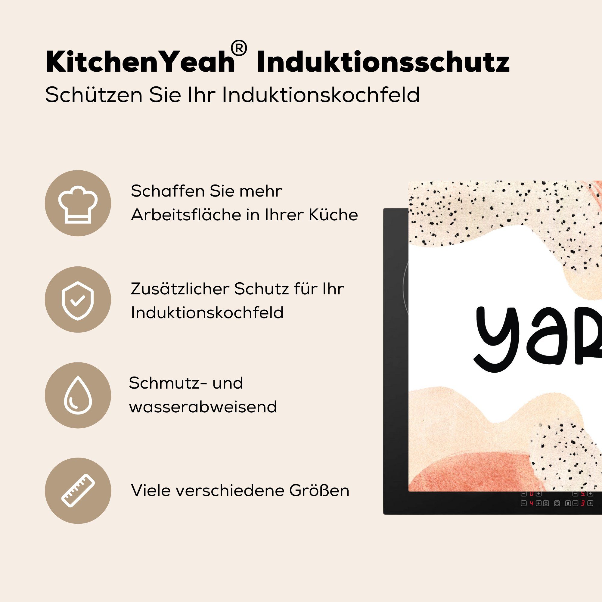 MuchoWow Herdblende-/Abdeckplatte Yara - Mädchen, - (1 küche Pastell Ceranfeldabdeckung, 78x78 Arbeitsplatte für cm, Vinyl, tlg)