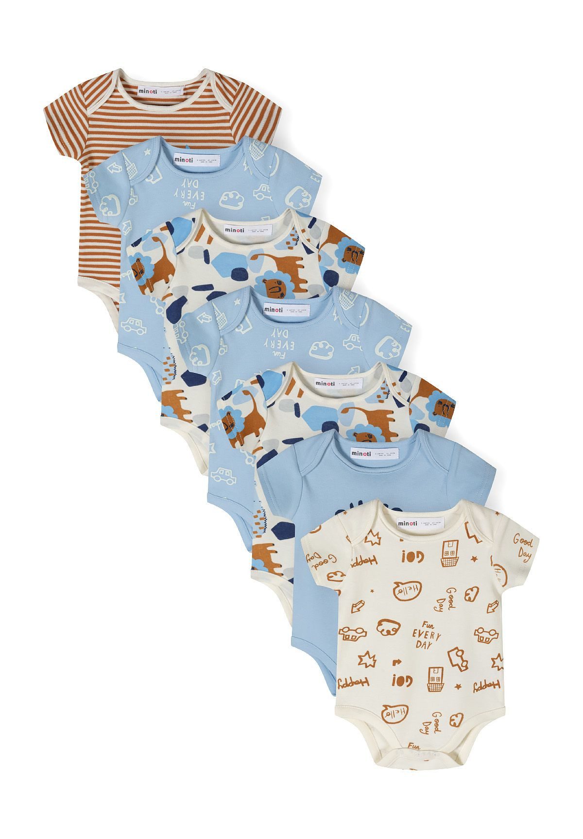 MINOTI Kurzarmbody Body aus reiner Baumwolle, für Jungen (7-er Pack) aus reiner Baumwolle