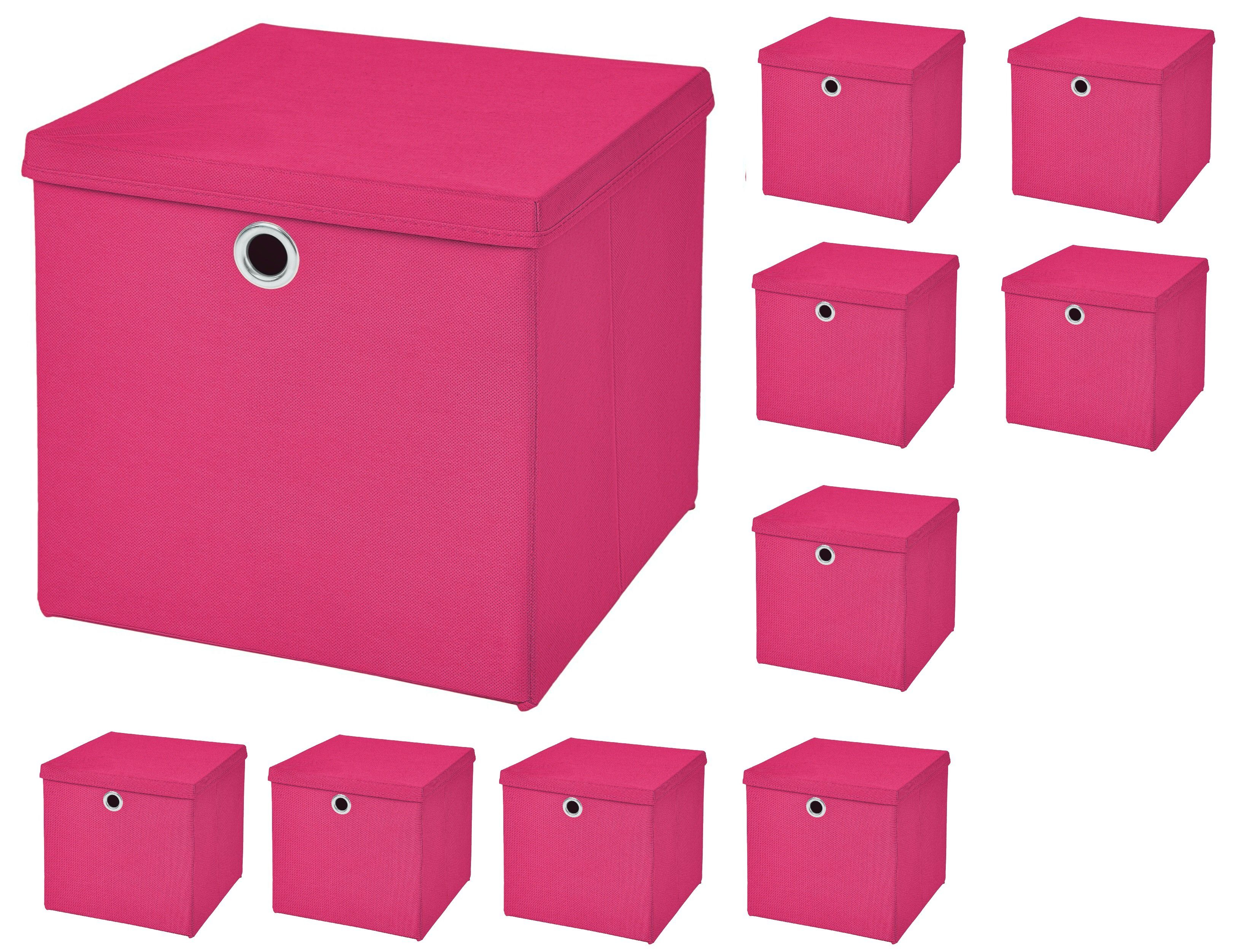 StickandShine 4er Set Rot Faltbox 28 x 28 x 28 cm Aufbewahrungsbox faltbar mit  Deckel : : Küche, Haushalt & Wohnen