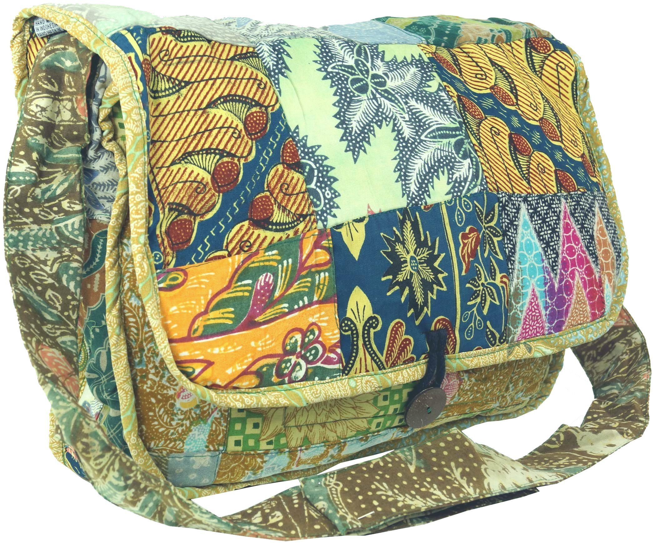 Guru-Shop Schultertasche Hippie Tasche, Patchwork, Schultertasche - grün