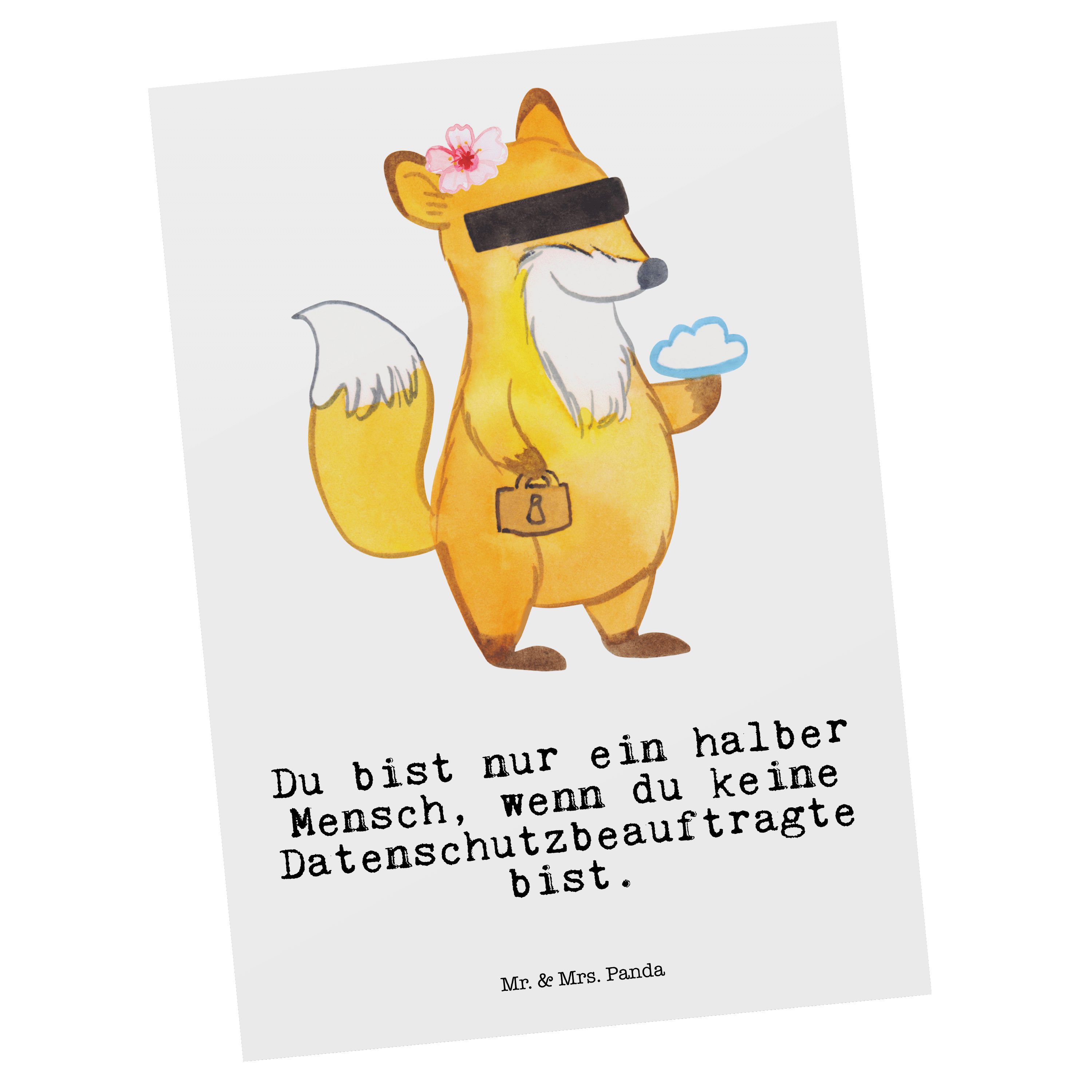 Mr. & Mrs. Postkarte Geschenk, - Herz - Panda Geburtstagskarte mit Datenschutzbeauftragte Weiß