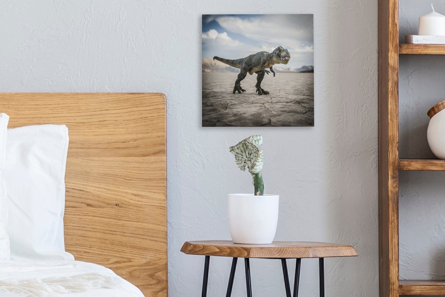 OneMillionCanvasses® Leinwandbild Dinosaurier - Steine (1 St), Bilder für Sand, Wohnzimmer Leinwand Schlafzimmer 