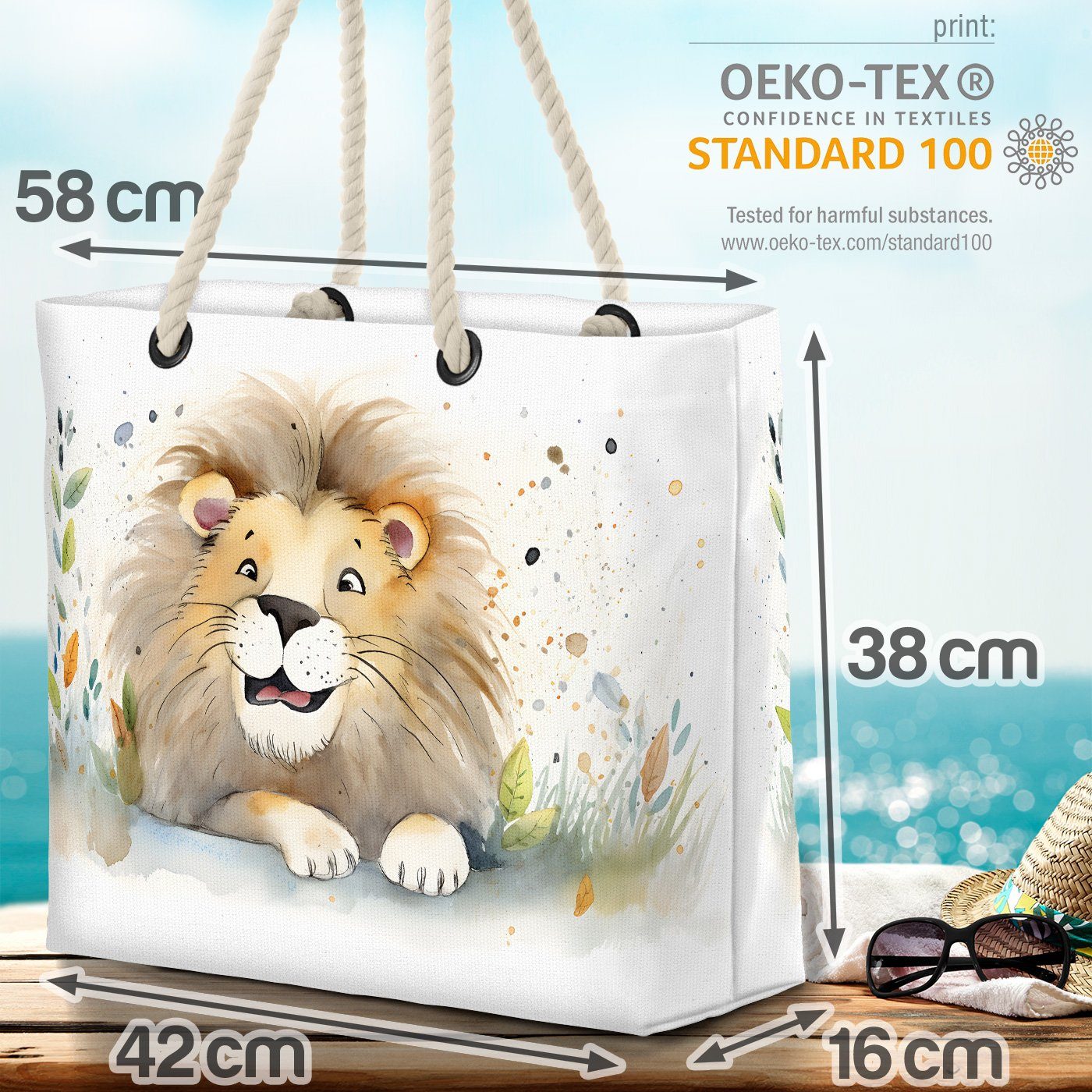 VOID Strandtasche (1-tlg), Löwe Bild Safari Dschungel Comic Baby plüschtie Kind Kind tiger katze