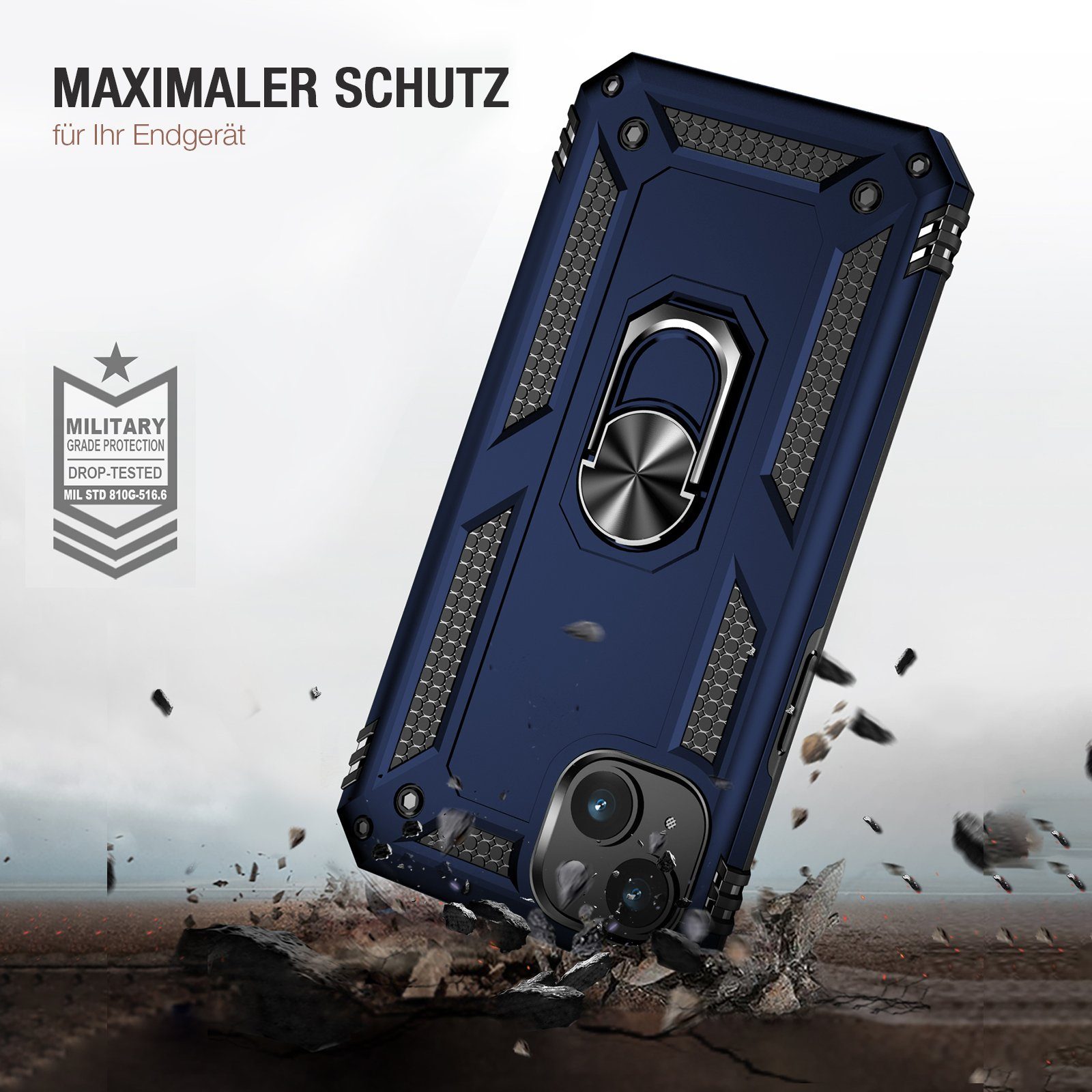 Tec-Expert Handyhülle Outdoor Cover Hülle für Apple iPhone 15 6.1 Zoll, 6.1, Premium Hülle aus verstärktem Polycarbonat
