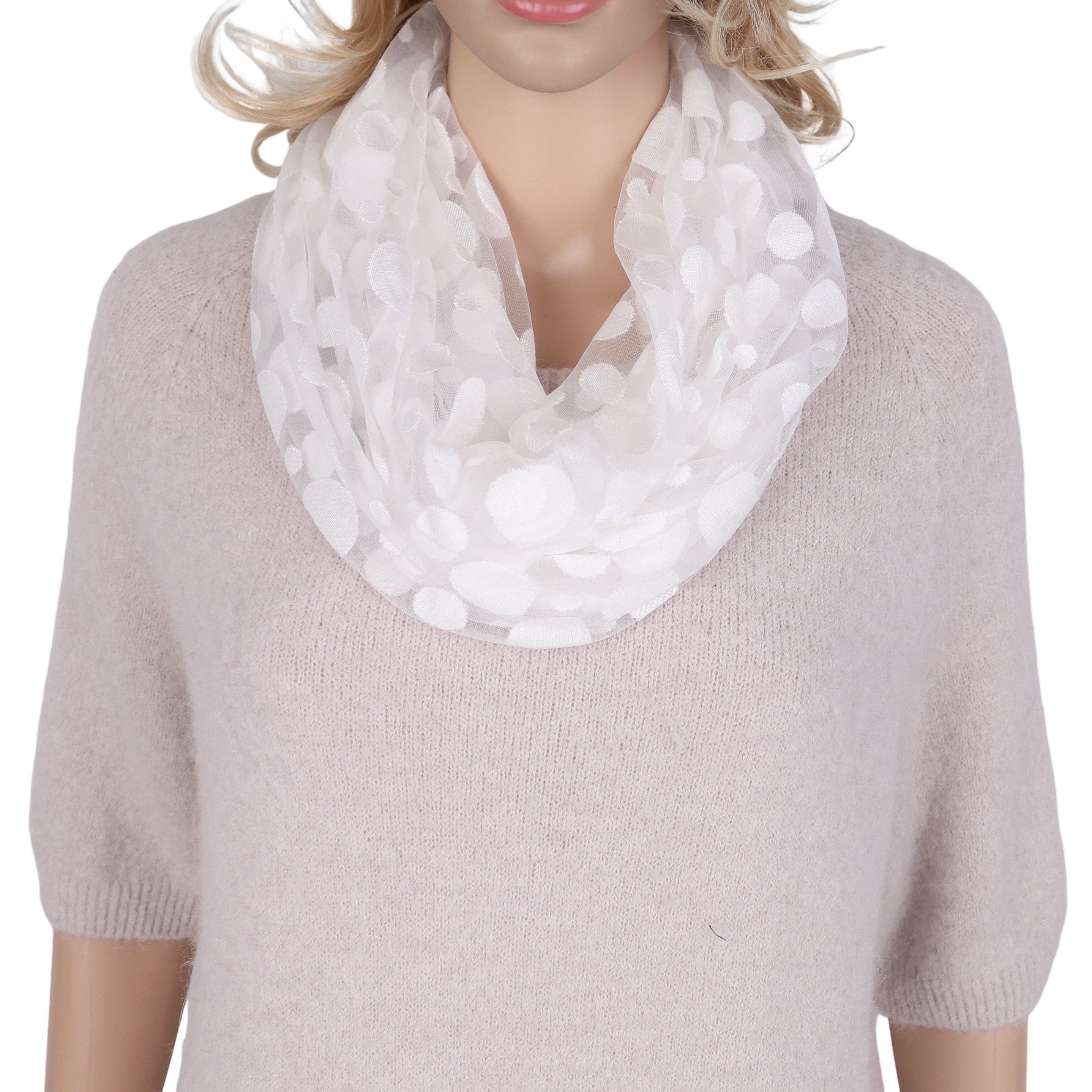 MIRROSI Loop Damen Schal Unifarbe HALBTRANSPARENT, Tolle Muster, Schlauchschal, (ca.160x38cm, zweimal um den Hals wickelbar), sehr leicht und angenehm zu tragen