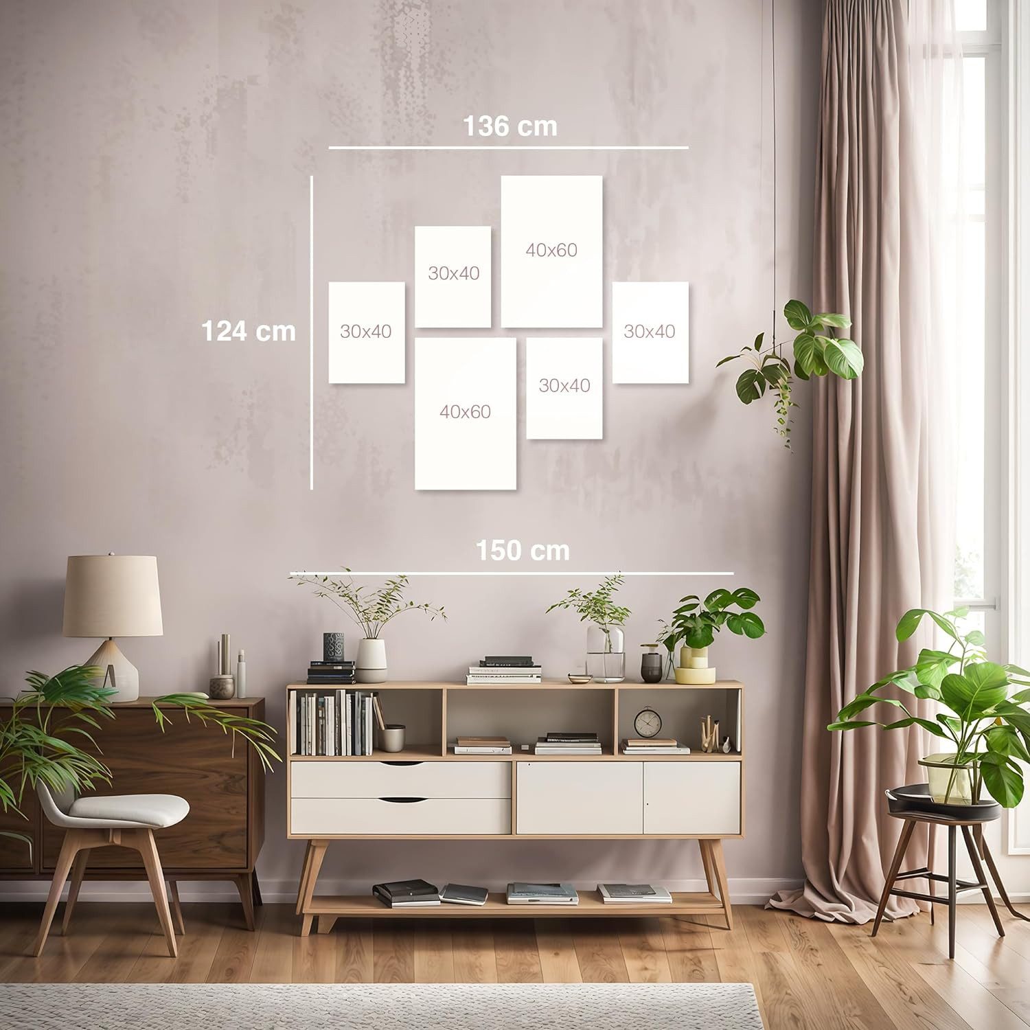 Novart Wandbild Wandbilder Set Wohnzimmer Wald Hirsch Natur Berge günstig online kaufen