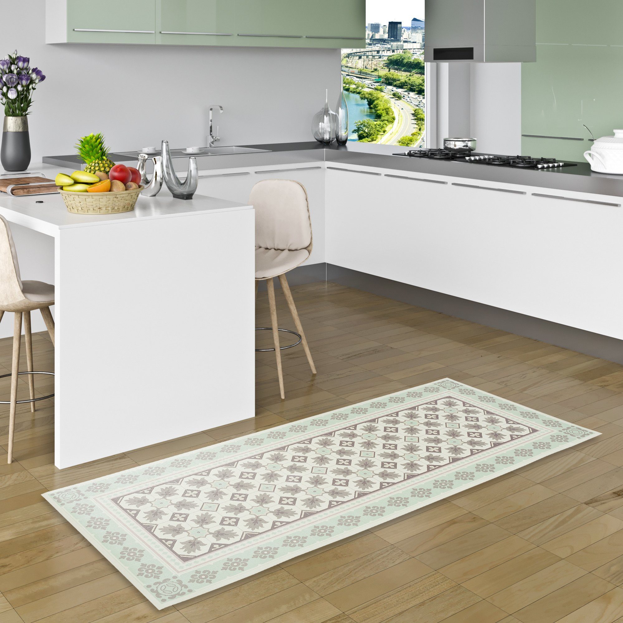 Pergamon Küchenläufer Vinyl Teppich Küchenläufer Evora Fliesenoptik, Rechte günstig online kaufen