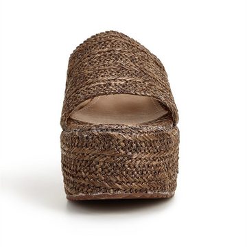 Fivejoy Damen-Sommer-Sandalen, gewebte einfache Sandalen mit hohen Absätzen Keilsandalette Sandalette