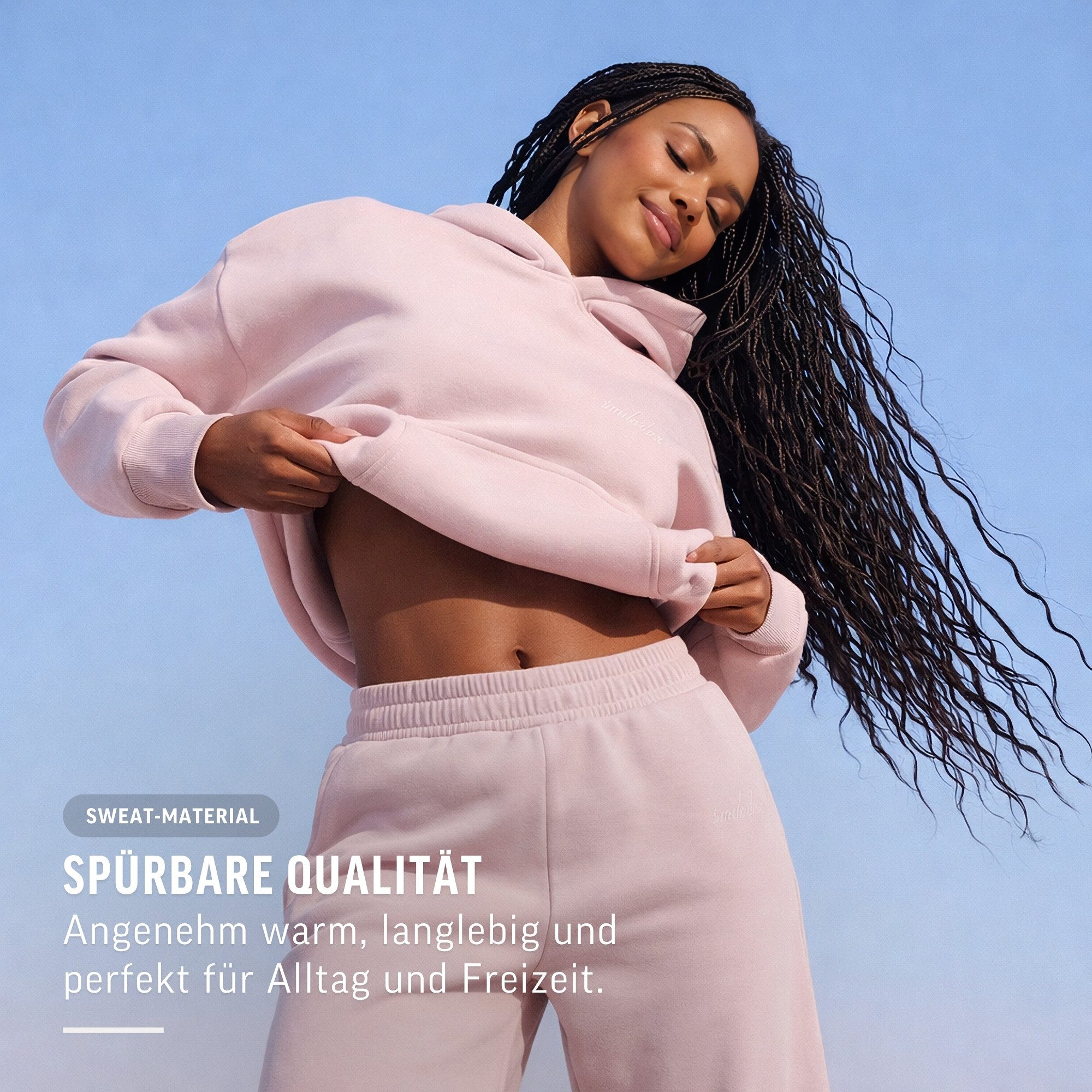 Smilodox Hoodie Thalea Kapuzenpullover Damen Oversize Fit mit Kängurutasche Relaxed Fit, Weiches Sweat Material, Logo-Stitching, Gym & Freizeit