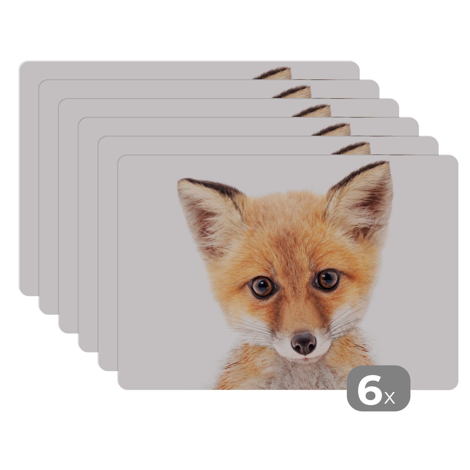 MuchoWow Platzset Fuchs - Tiere - Orange - Natur, (6-St), Platzsets, Tischset, Abwaschbar, Tischsets, Platzdeckchen