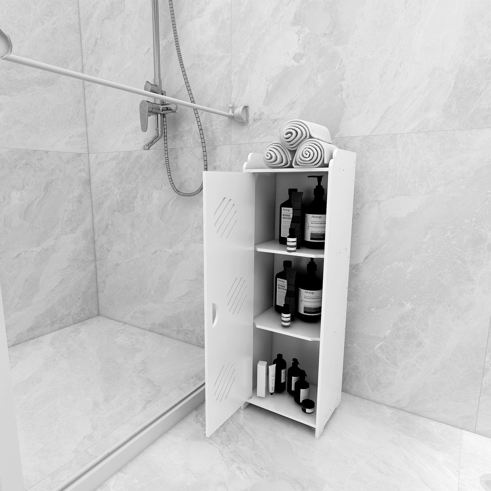 JEOBEST Badkommode Wasserdichte Badezimmerschränke, (1-St, Badregal), Schmal mit Tür, 24x20x75 cm – Bild 3 von 5