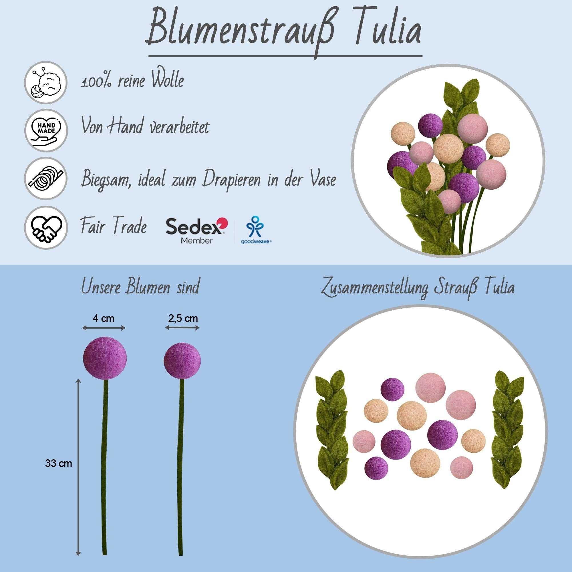 castle Filzblumen Bunter aus Dekokranz castle your your Blumenstrauss handgearbeiteten Tulia