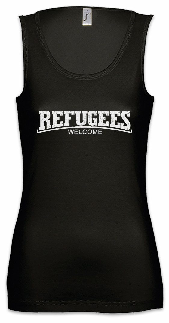 Tanktop Refugees Welcome III Ärmelloses Damen T-Shirt Demo Pro Flüchtlinge