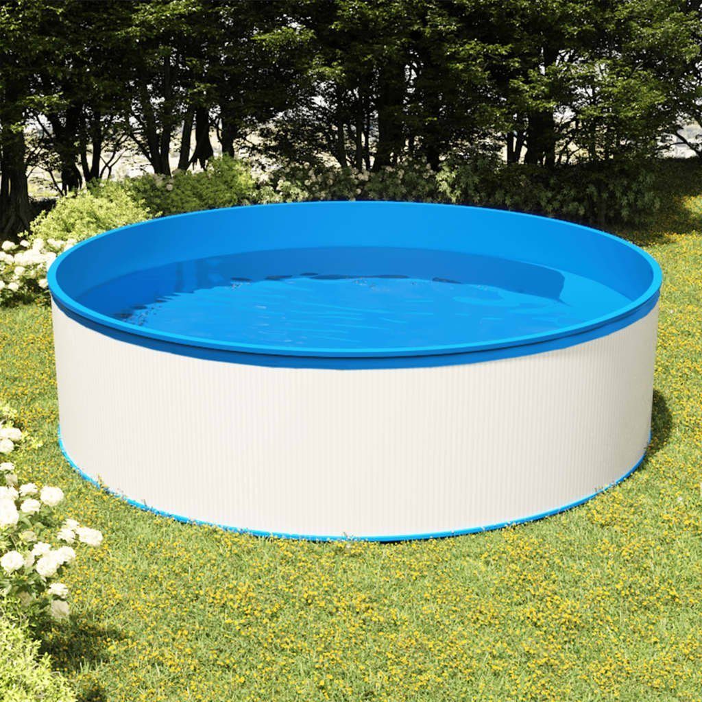 furnicato Planschbecken mit Einhängeskimmer und Pumpe 350x90 cm Weiß, (1-tlg), Robuster Aufstellpool mit 1700 L/h Filterleistung für den Garten