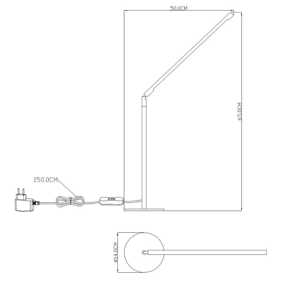 m Leuchte 1,5 Lampe verbaut, Chrom LED fest Schreib etc-shop Neutralweiß, Kabel Nickel LED-Leuchtmittel Nacht Matt Schreibtischlampe, Tisch