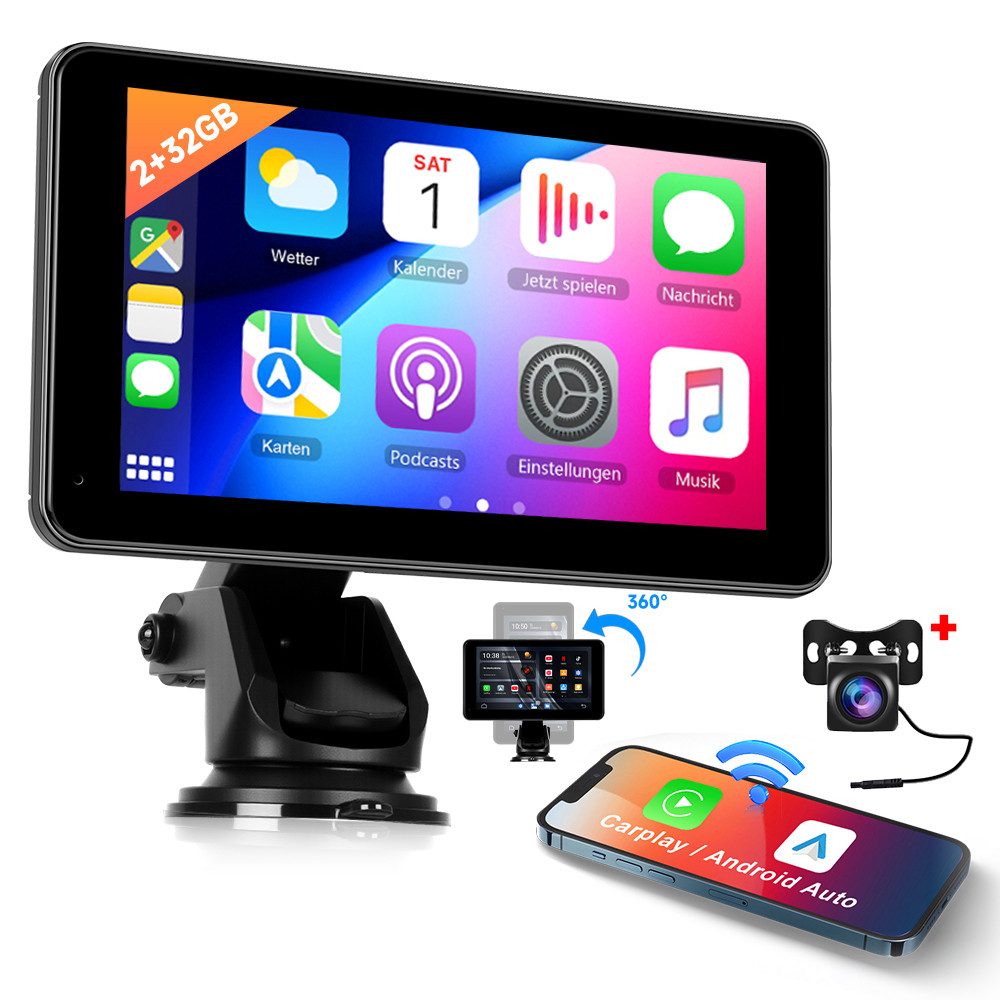 7-Zoll 2+32 Android 15.0 HD Bildschirm CarPlay Auto Video Player Navigationsgerät