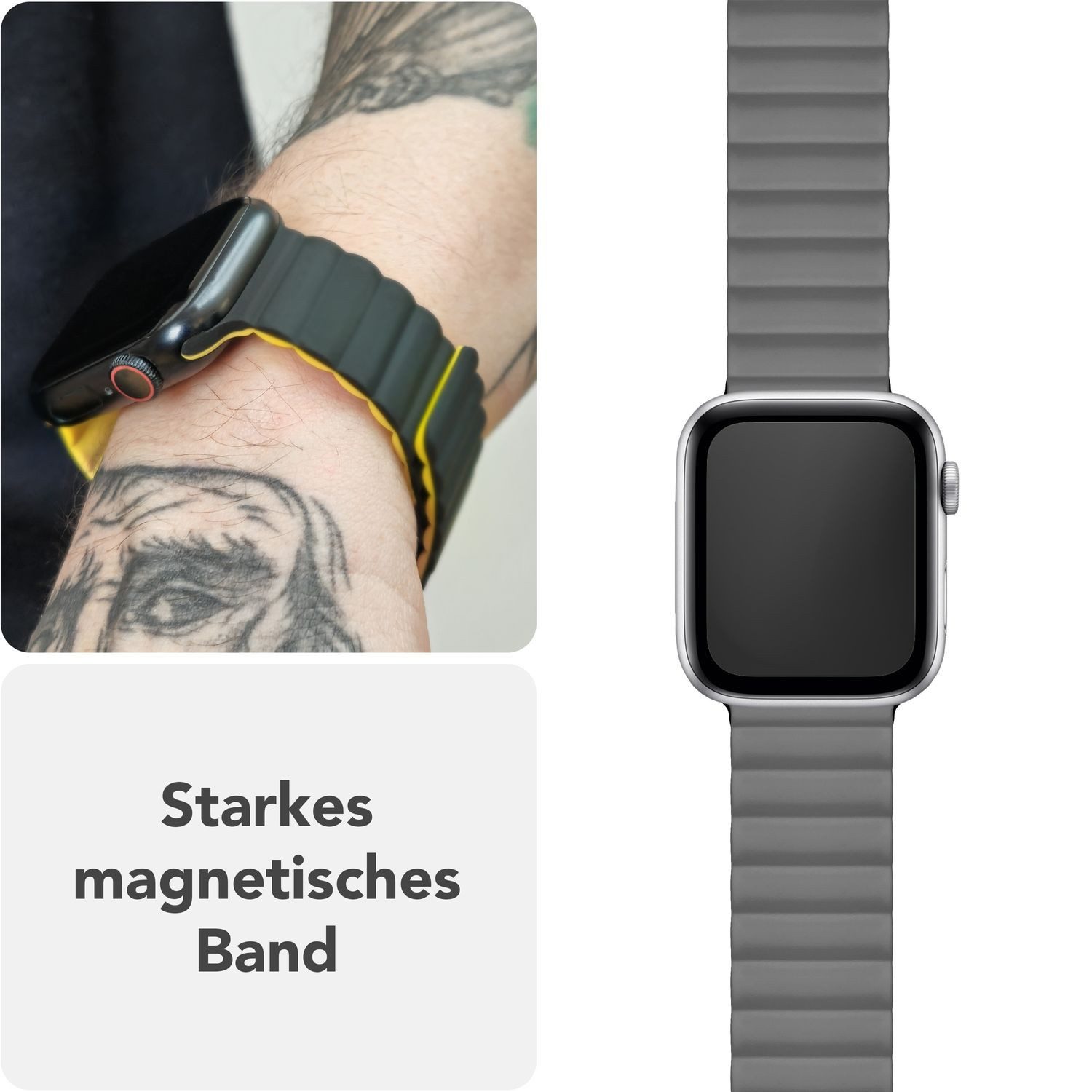 Nalia Smartwatch-Armband Apple Watch 49mm/46/45/44/42(Serie 1-3), Magnetisches Silikon Ersatzband / für Sport Fitness Uhr / Atmungsaktiv