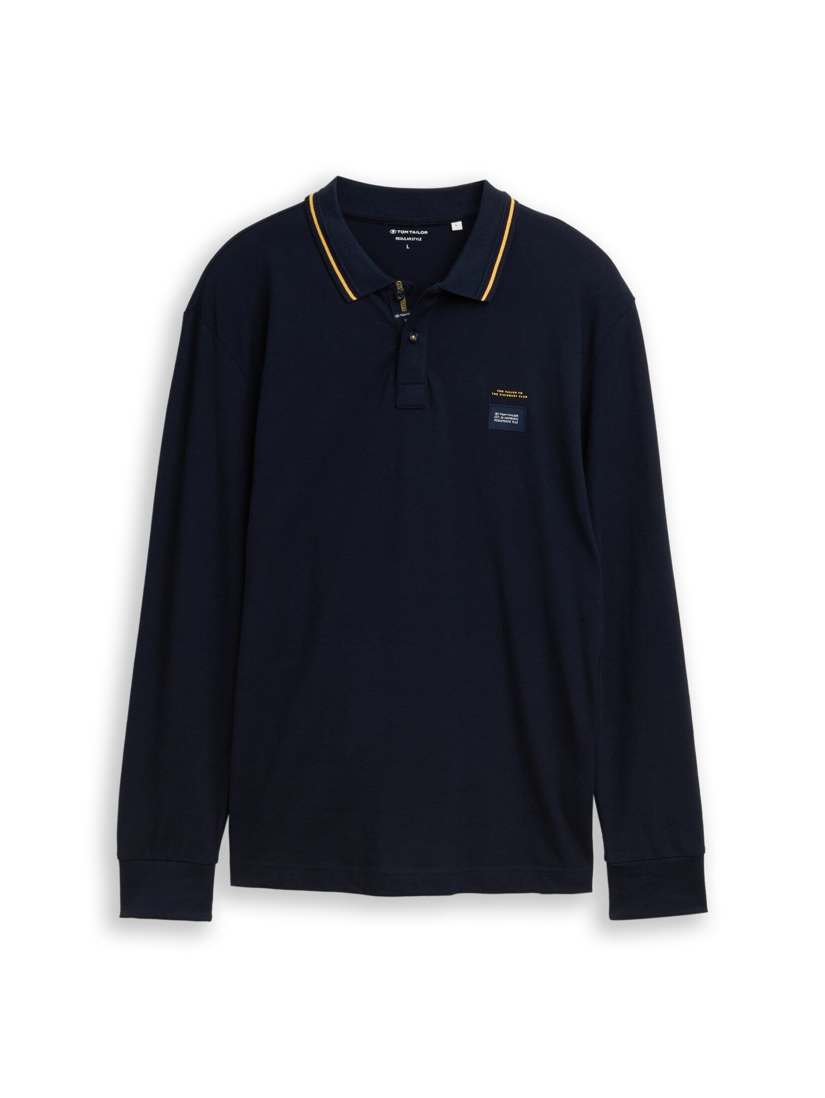 TOM TAILOR Langarm-Poloshirt Poloshirts Langarm Piqué Poloshirt mit Logo-Print
