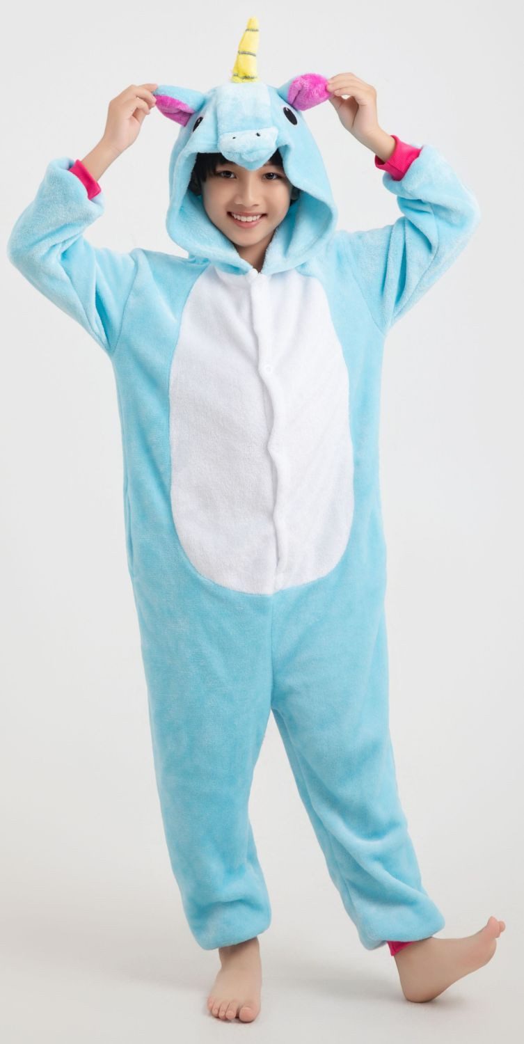 Corimori Jumpsuit Kinder Kostüm Jumpsuit Onesie verschiedene Designs (1-tlg) Fasching, Karneval, Tierkostüme Einhorn Türkis 128-134 Mädchen Jungen – Bild 3 von 5