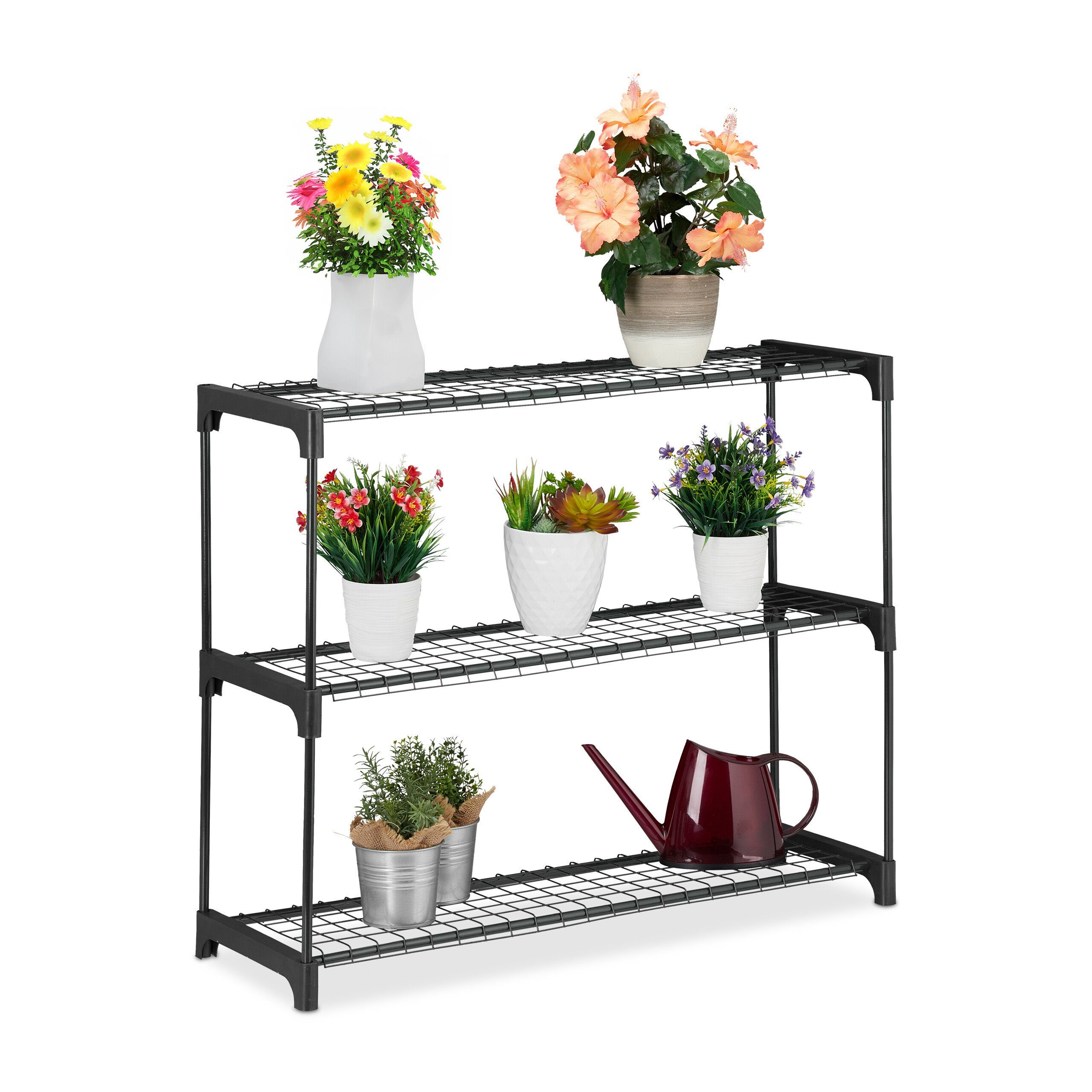 relaxdays Blumenständer Pflanzenregal mit 3 Ablagen günstig online kaufen