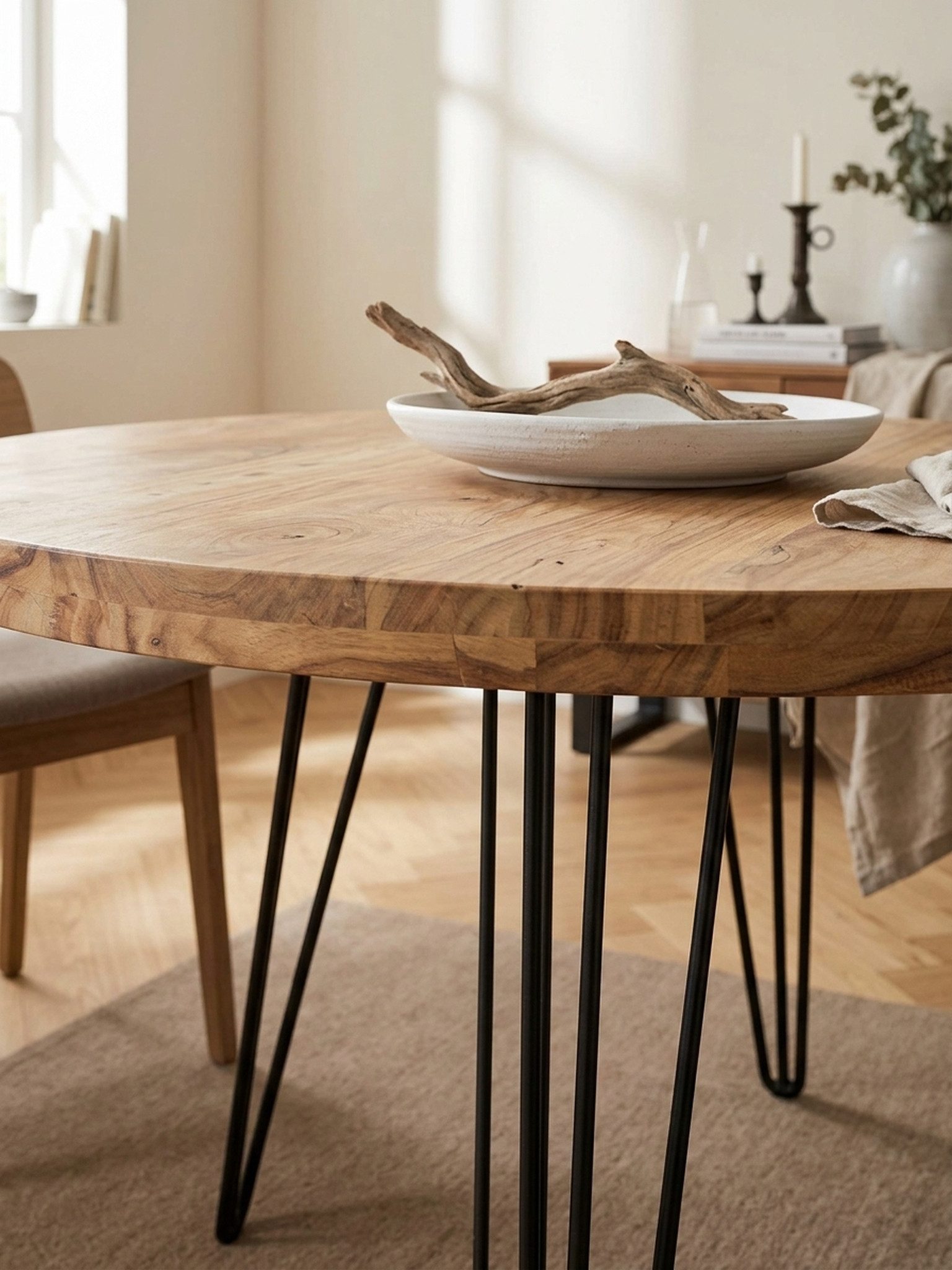 KADIMA DESIGN Esstisch Runder Massivholz-Esszimmertisch, Landhausstil, 120 cm Durchmesser – Bild 5 von 5