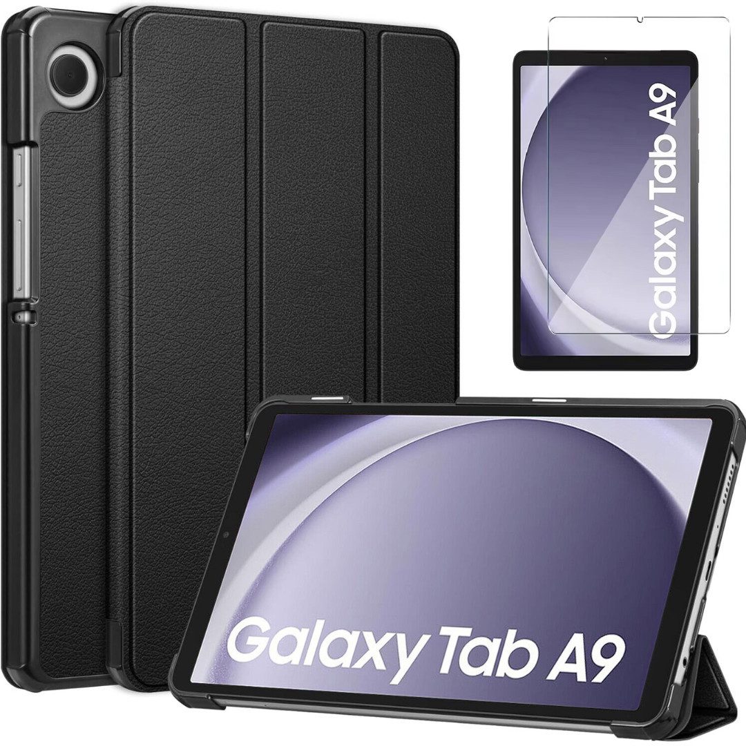Tablet-Hülle für Samsung Galaxy Tab A9 Klapphülle Tasche Case Cover Schutzglas 9H