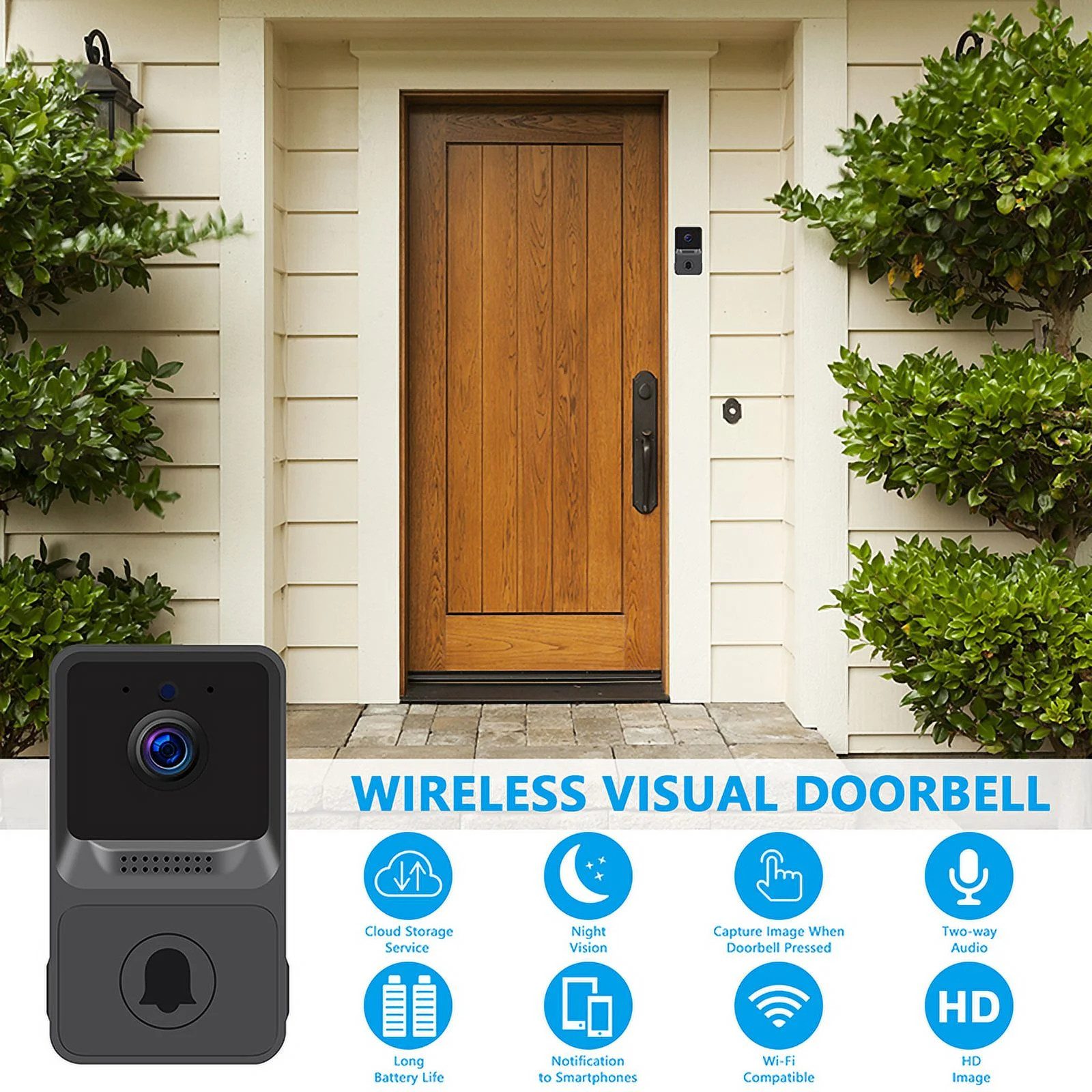 Thumbnail - ZEUOPQ Smart Home Türklingel Drahtlose Visuelle Türklingel, Video Doorbell mit Kamera (Elektronische Türklingel für den ...