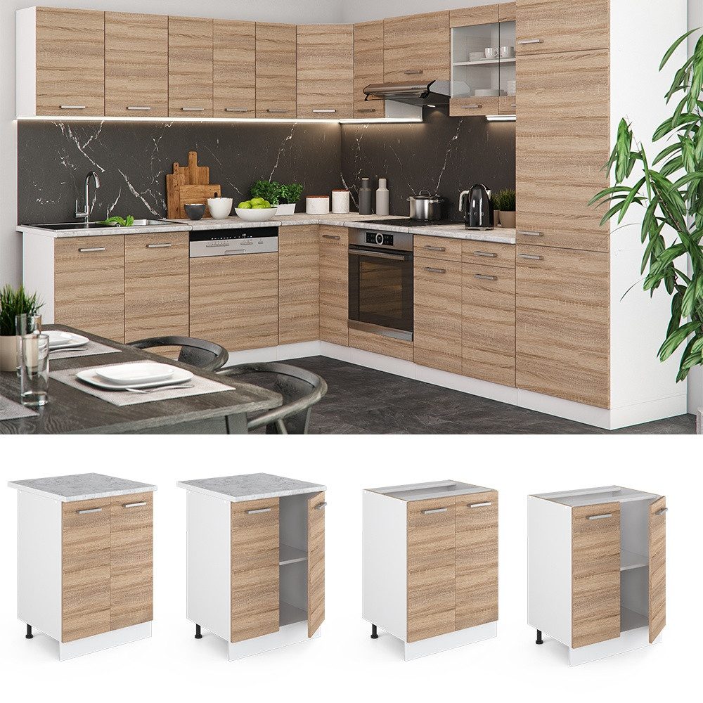 Vicco Unterschrank R-Line, Sonoma/Weiß, 60 cm ohne Arbeitsplatte (1-St)