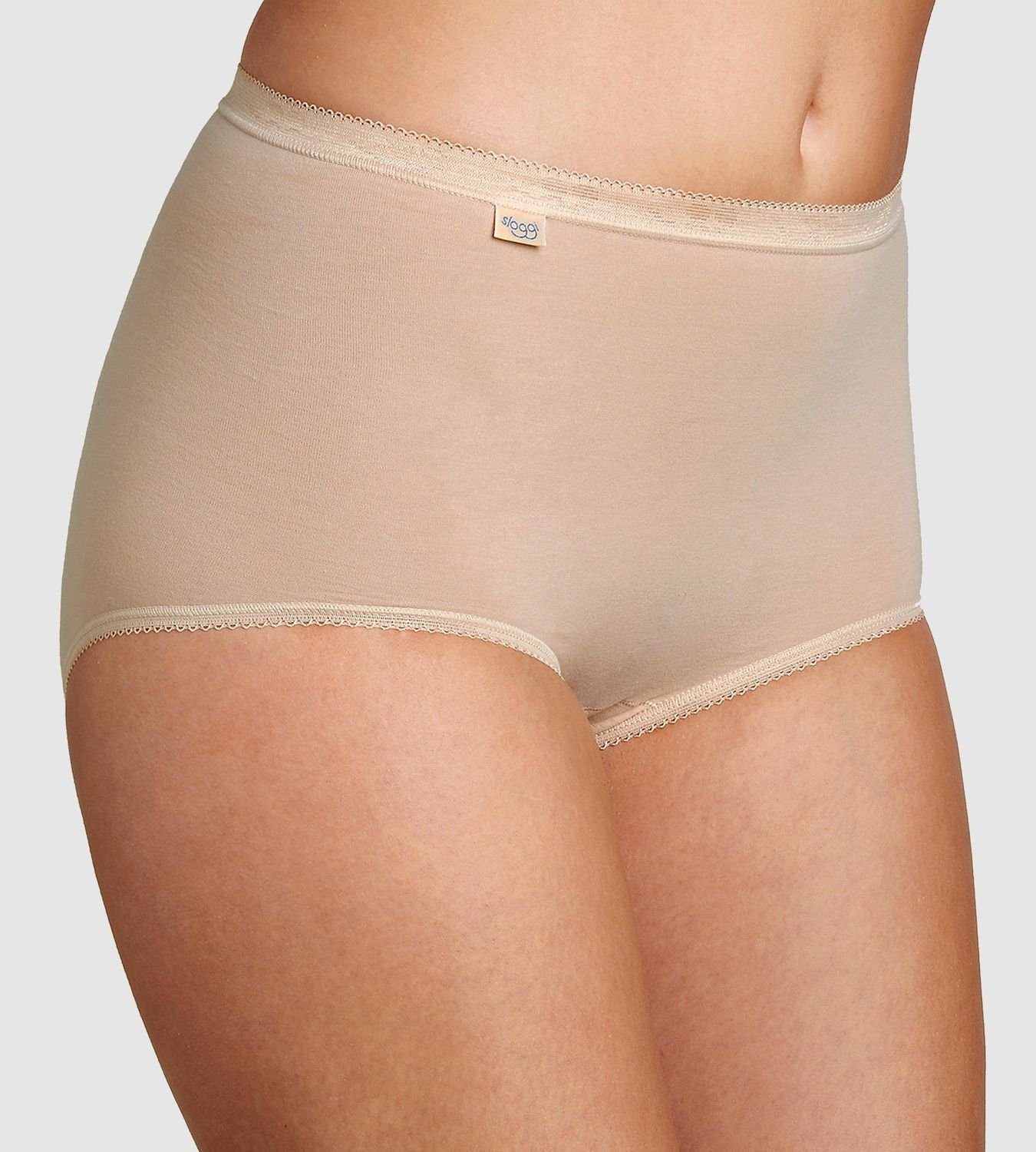 elastischer Mäusezähnchenkante (2-St) Maxislip Basic+ mit 3 x beige Sloggi