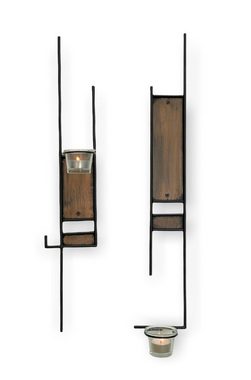 DanDiBo Teelichthalter Wandteelichthalter aus Metall 2er Set Schwarz Bronze Teelichthalter für die Wand 57,5 cm Wandleuchter 2-TLG. Kerze, zum Aufhängen, für die Wand
