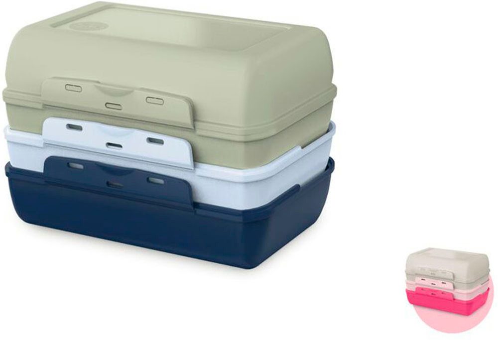 Emsa Lunchbox Variabolo, Polyprophylen (PP), (Set, 4-tlg), platzsparend, verschiedene Farbkombinationen, spülmaschinenfest