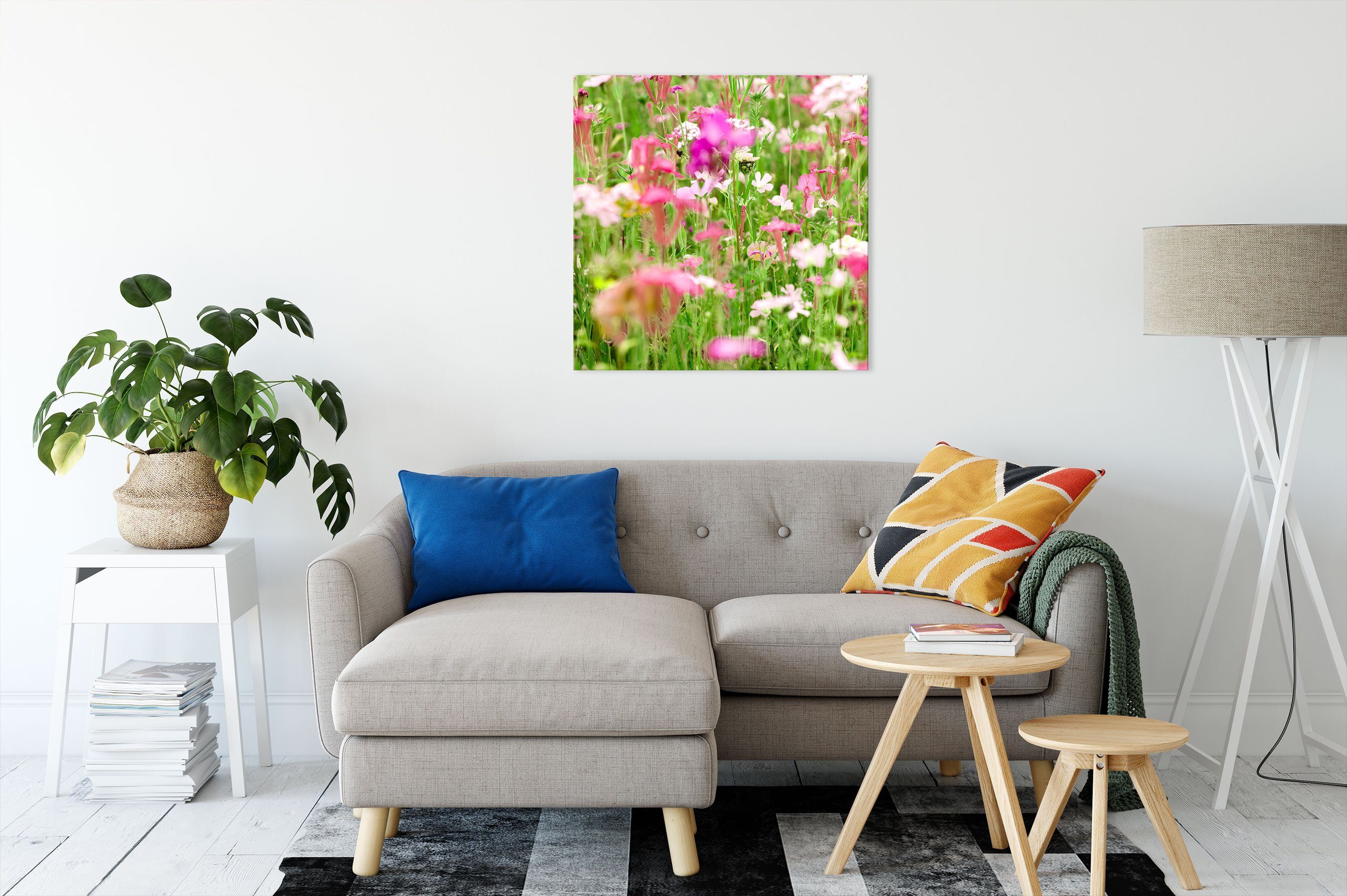 Blumenwiese, fertig inkl. Zackenaufhänger St), Leinwandbild Leinwandbild Wundervolle Blumenwiese bespannt, Wundervolle (1 Pixxprint