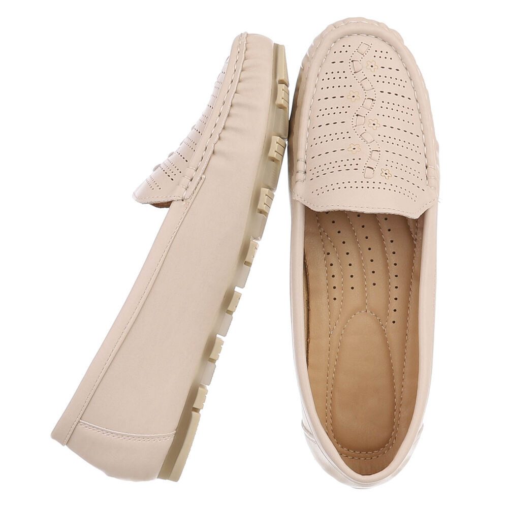 Ital-Design Damen Slipper mit erhöhtem Tragekomfort und Luftdurchlässigkeit Slipper (91512568) Flach Mokassins in Beige – Bild 2 von 5