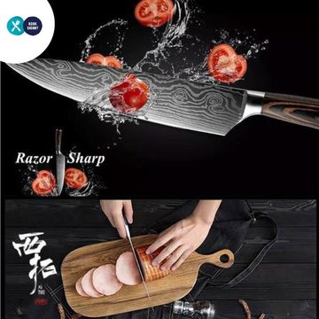 Shinrai Japan Messer-Set 7-teiliges Küchenmesser Set - Japanisches Messer, Handgefertigt bis ins Detail