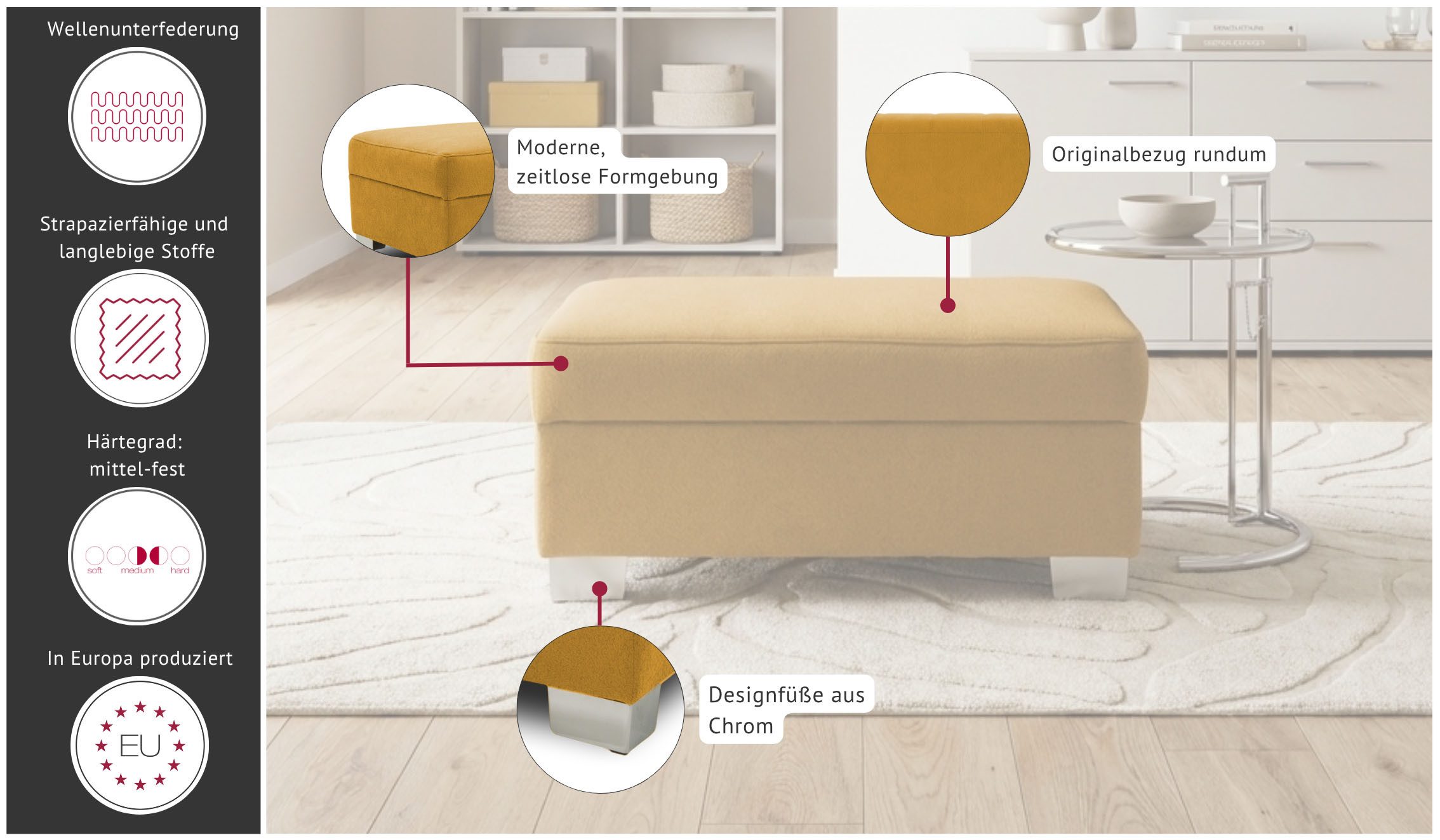 OTTO home Hocker Lolland, passend zum Sofa Lolland, Breite 83 cm, individuell zu kombinieren