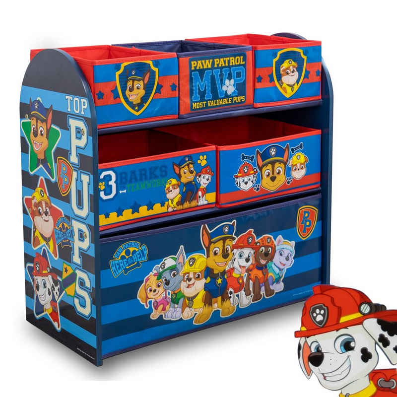 W&O Products B.V. Standregal PAW PATROL Regal, Aufbewahrungsbox mit sechs Fächern, Spielzeugregal