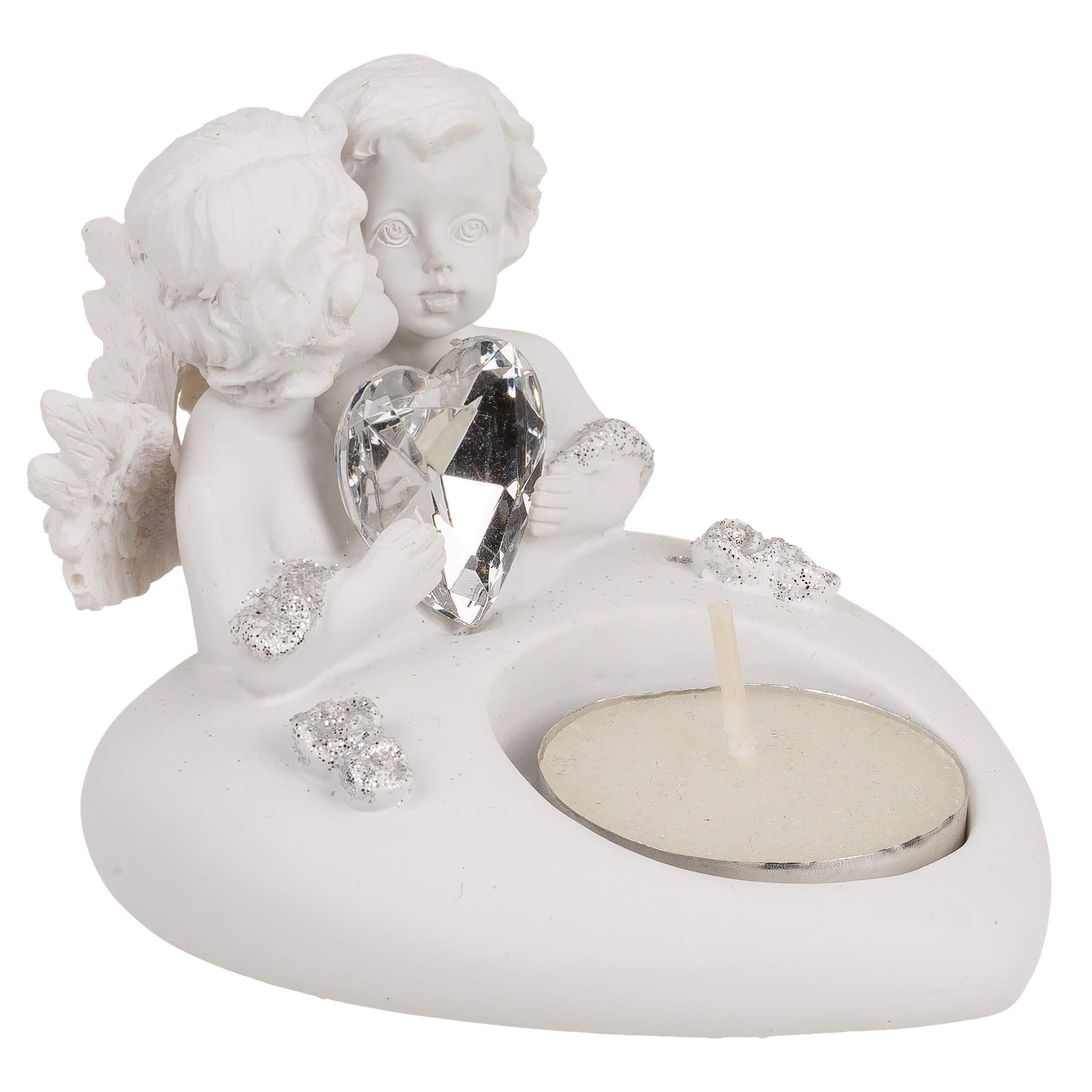 Out of the Blue Kerzenständer Teelichthalter Herz mit Engelsfiguren und Kri günstig online kaufen
