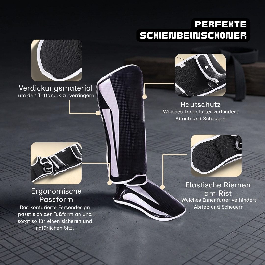 Endless Kampfsport Schienbeinschoner Verstellbare Thai Beinschützer MMA-Ausrüstung, Männer & Jungen (Verkaufspaket: 1 Paar Schienbeinschoner, Optimaler Schutz), Liechtgewicht, Für Männer & Jungen