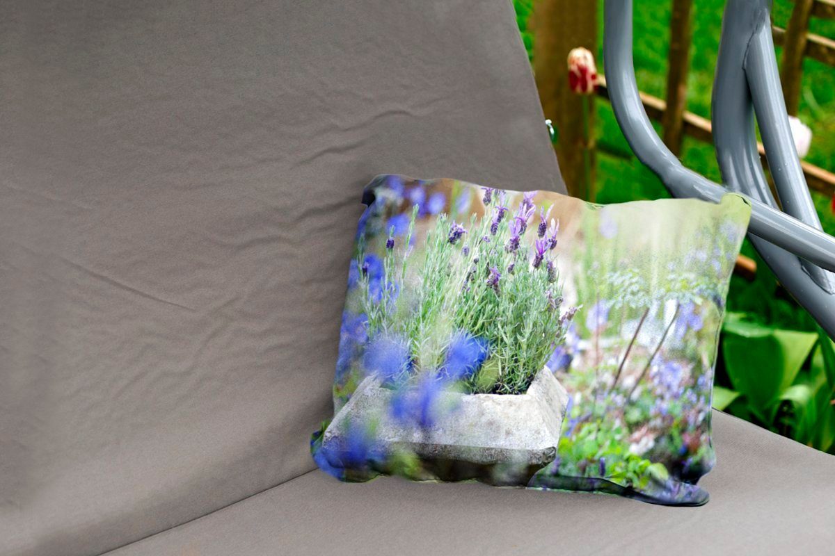 Dekokissen in Kissenhülle Dekokissenbezug, von MuchoWow Nahaufnahme Outdoor-Dekorationskissen, Lavendel Polyester, Garten, einem