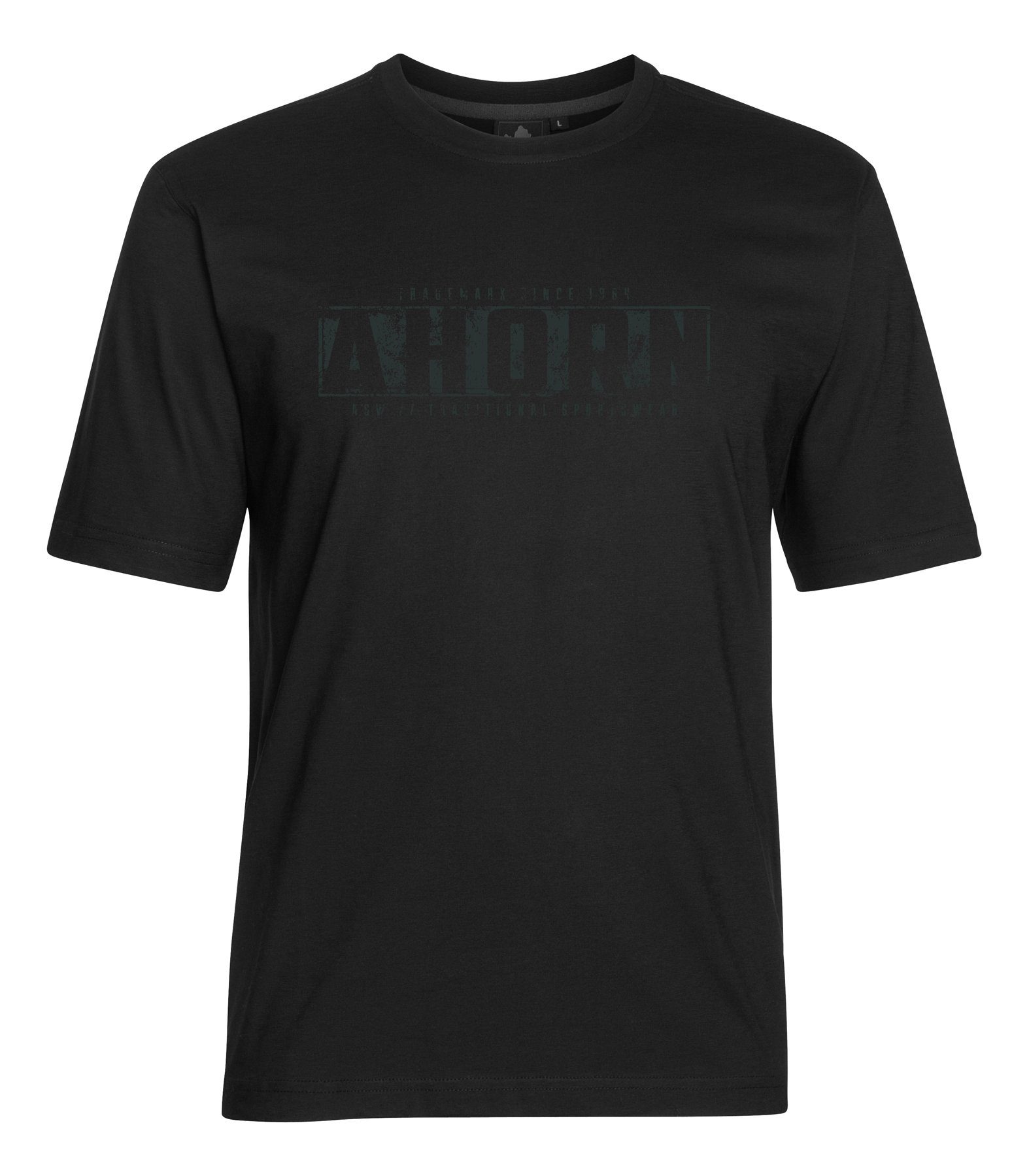 modischem grey mit AHORN SPORTSWEAR T-Shirt schwarz Frontprint TRADITIONAL_vulcan