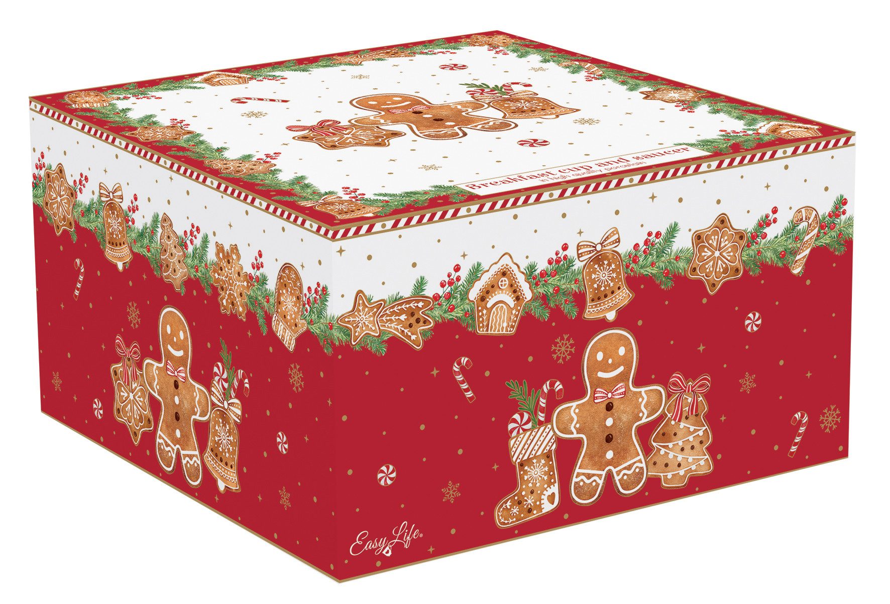 EasyLife Tasse Fancy Gingerbread, Porzellan, Spülmaschinengeeignet, Mehrfarbig, Lebkuchenmann, H: 8.5cm